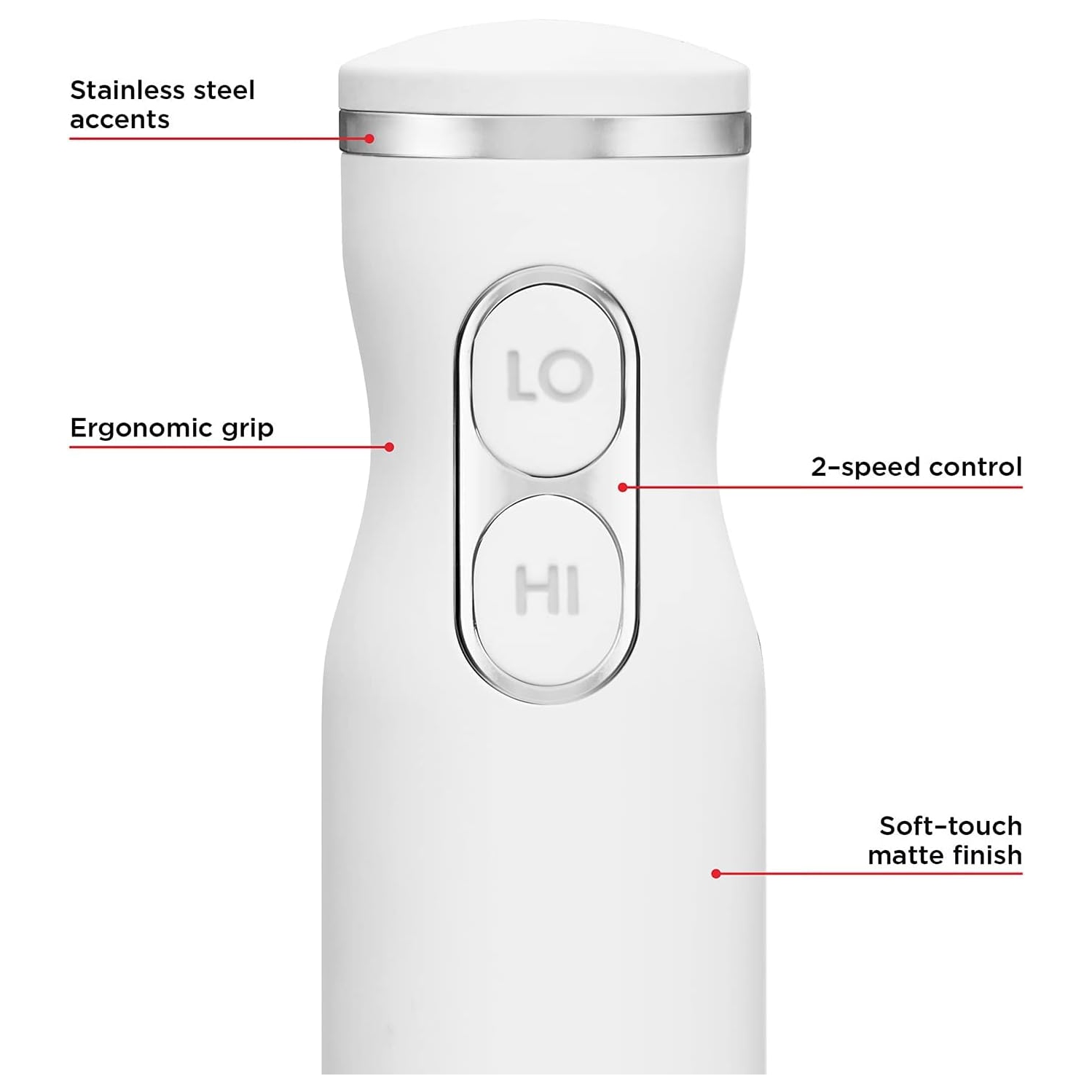 Chefman Immersion 300W Hand Blender with Stainless Steel Blades, Powerful Electric Ice Crushing 2-speed Control Handheld Food Mixer, Purées,