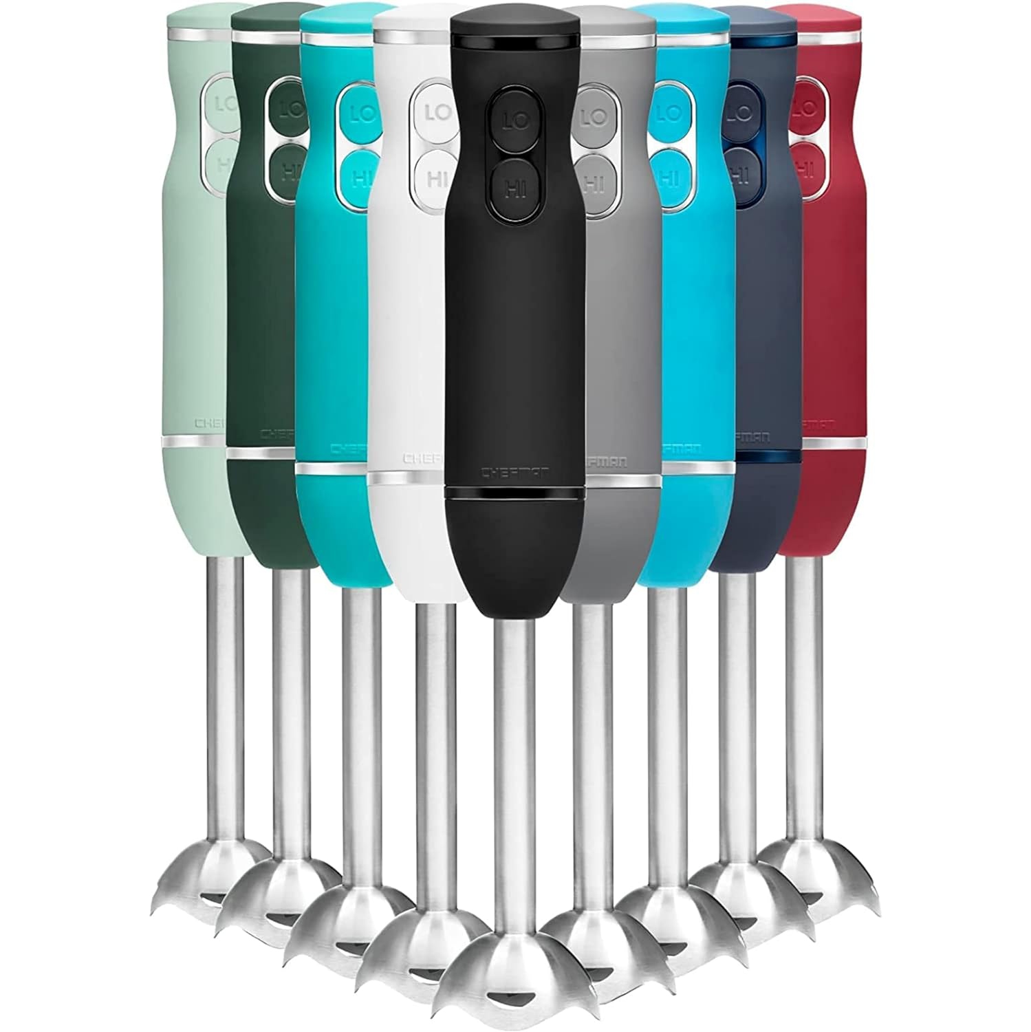 Mélangeur à main immersion 300&nbsp;W de Chefman avec lames en acier inoxydable, puissant mélangeur à main électrique à 2 vitesses Ice Crushing,