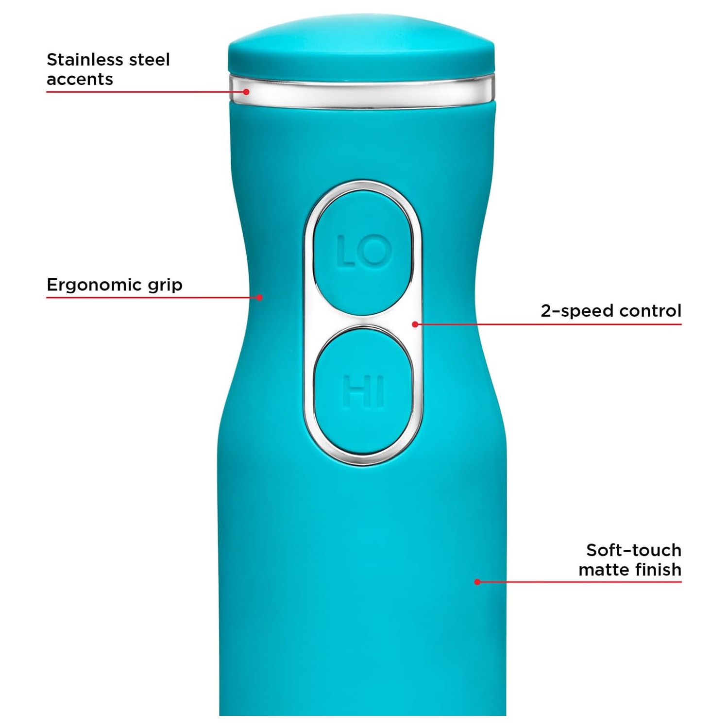 Mélangeur à main immersion 300&nbsp;W de Chefman avec lames en acier inoxydable, puissant mélangeur à main électrique à 2 vitesses Ice Crushing,