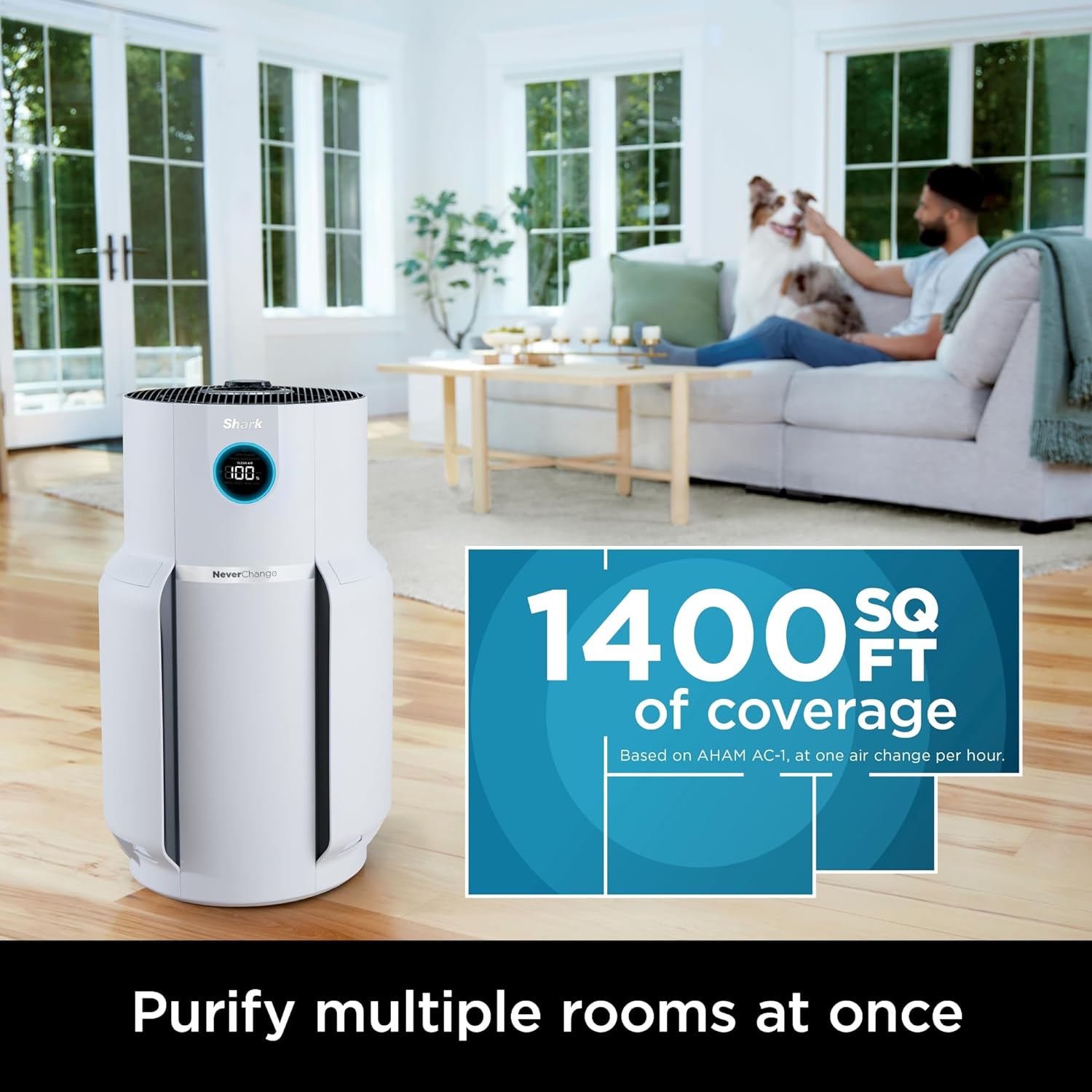 Shark NeverChange™ Air Purifier MAX 5-year filter, 1400 sq. ft., Odor Neutralizer Technology, captures 99.98% of particles, dust, dander, smells
