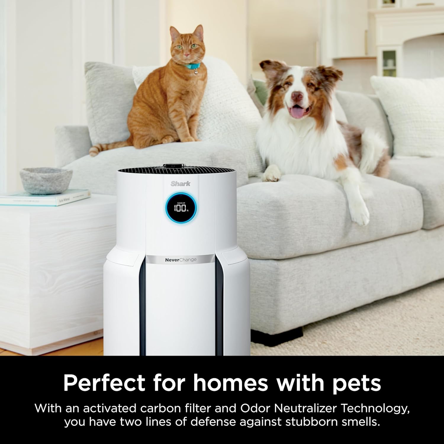 Shark NeverChange™ Air Purifier MAX 5-year filter, 1400 sq. ft., Odor Neutralizer Technology, captures 99.98% of particles, dust, dander, smells