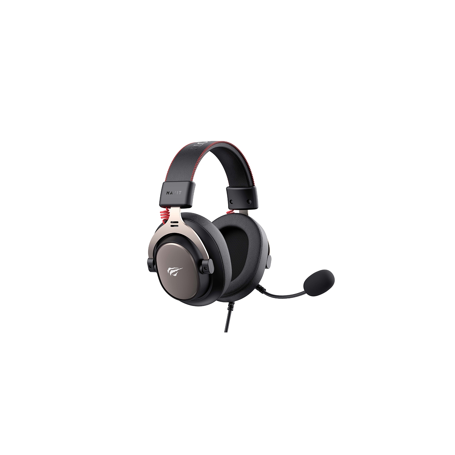 Havit H2015E Gaming 3.5mm plug headset, 53mm Speaker driver with Detachable Microphone design, compatible with PC, PS4/5 and XBOX_Black+Ochre