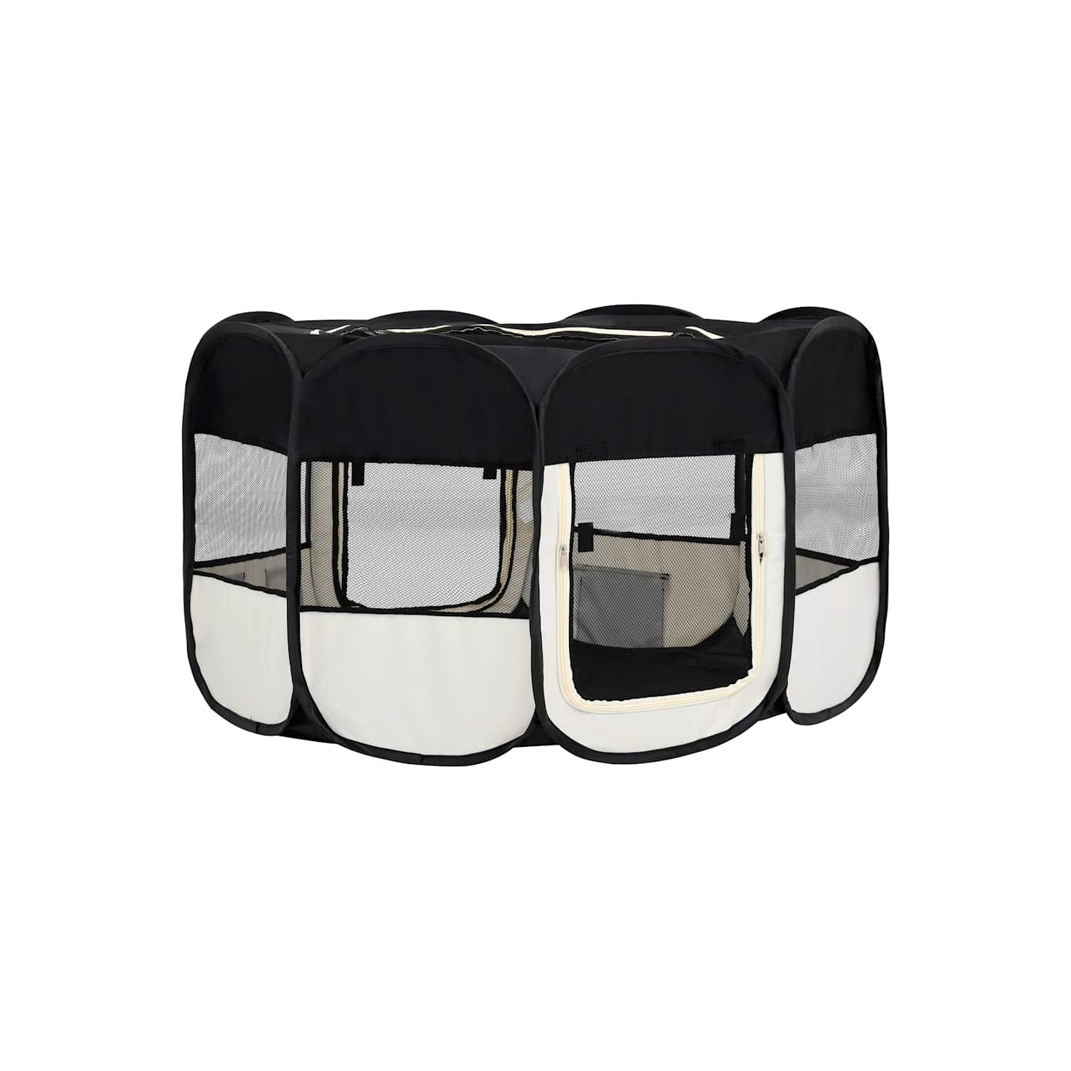 vidaXL Foldable Dog Playpen with Carrying Bag Black 145x145x61 cm