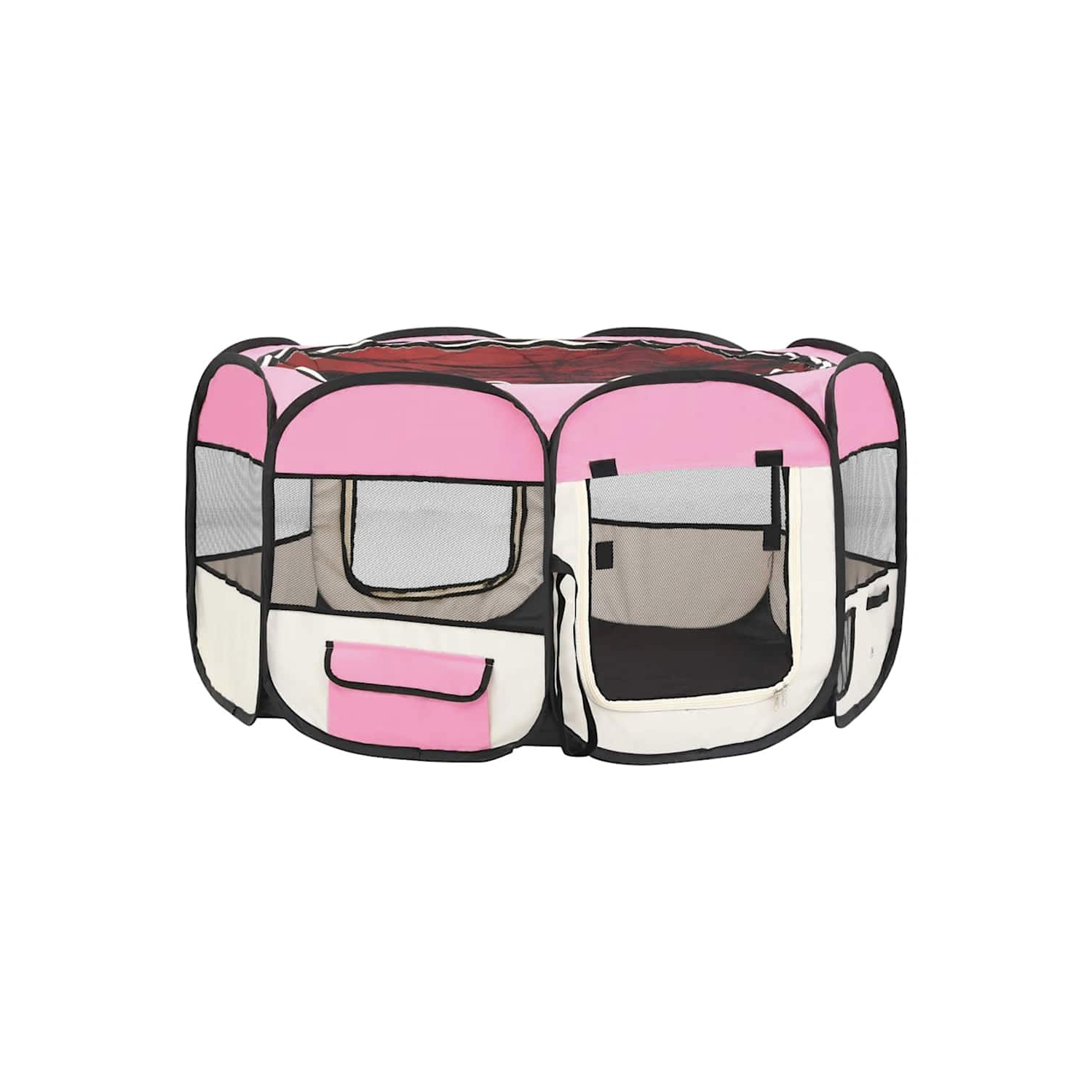 vidaXL Foldable Dog Playpen with Carrying Bag Pink 125x125x61 cm