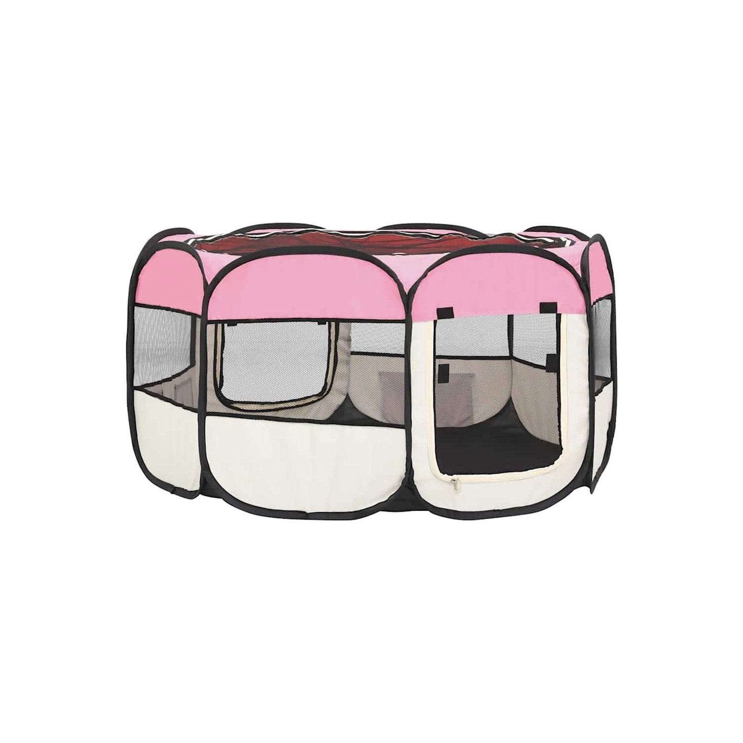 vidaXL Foldable Dog Playpen with Carrying Bag Pink 125x125x61 cm