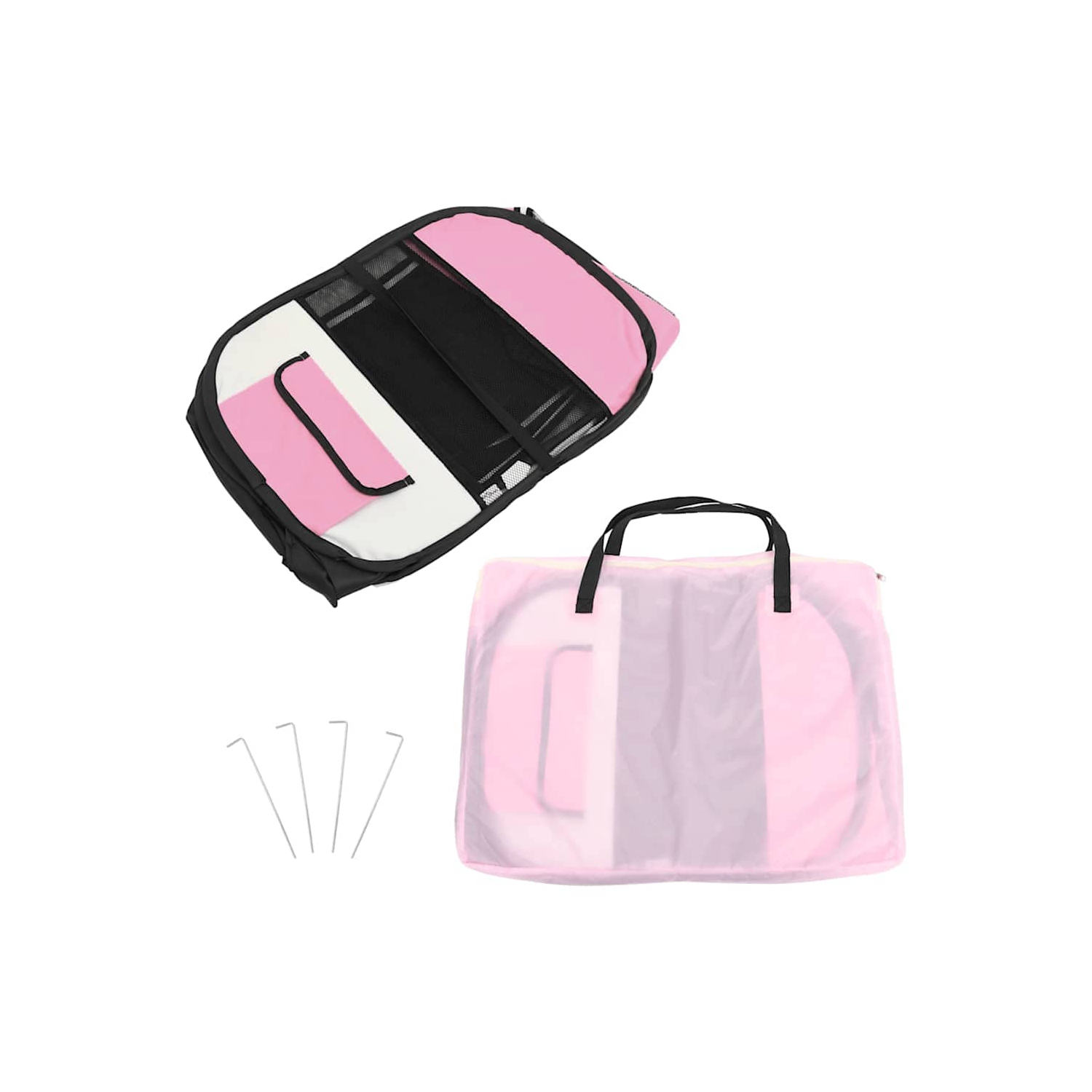 vidaXL Foldable Dog Playpen with Carrying Bag Pink 125x125x61 cm