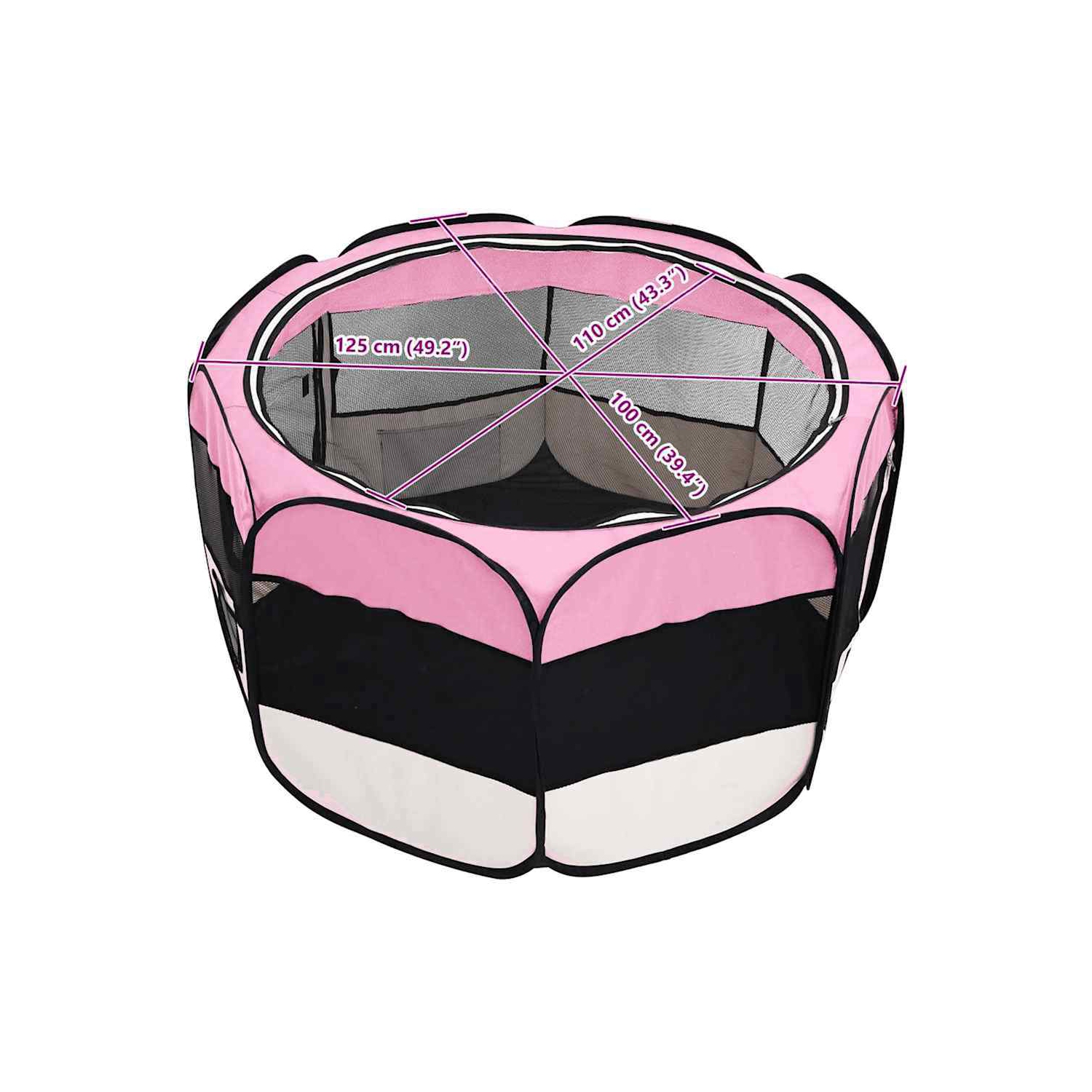 vidaXL Foldable Dog Playpen with Carrying Bag Pink 125x125x61 cm