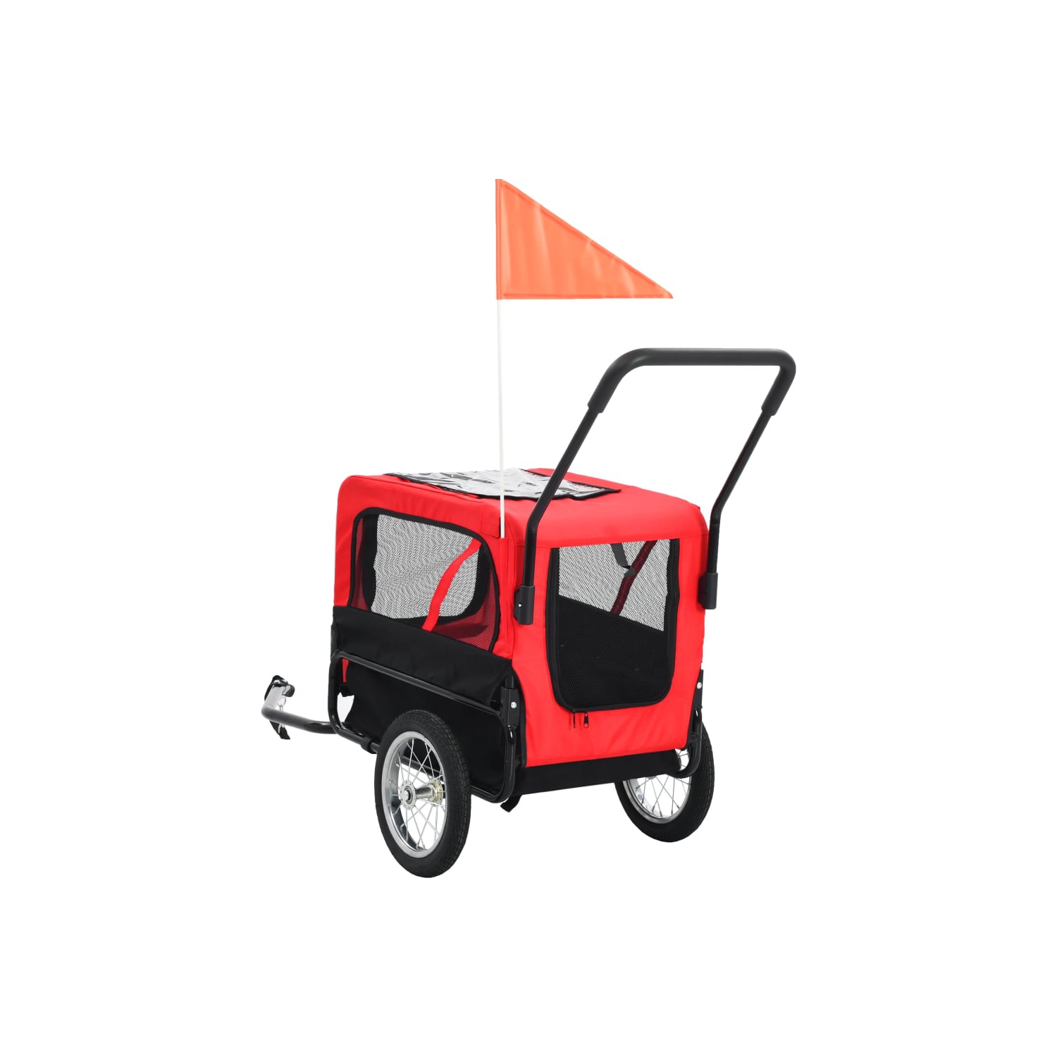 vidaXL 2-in-1 Pet Bike Trailer & Jogging Stroller Red and Black