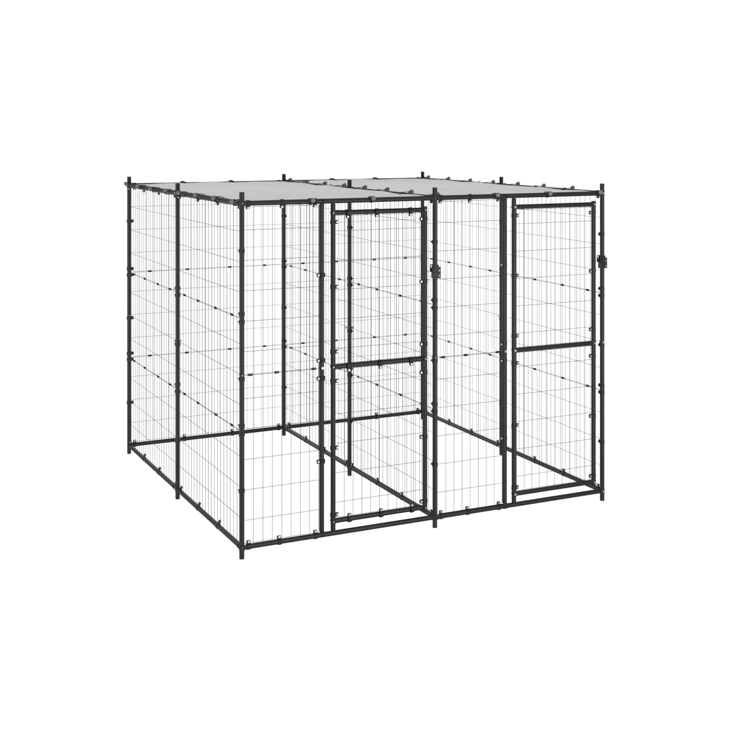 vidaXL Outdoor Dog Kennel Steel with Roof 4.84 m²