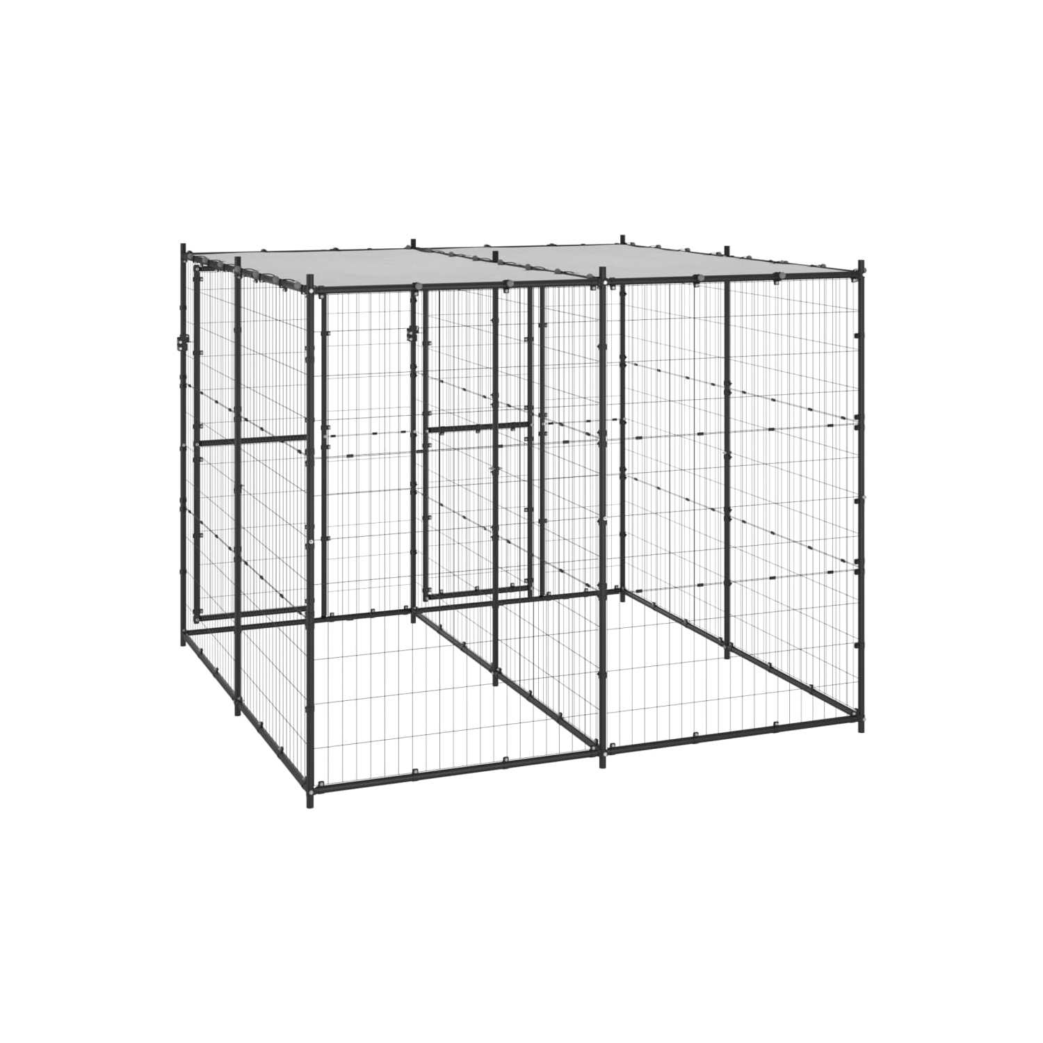 vidaXL Outdoor Dog Kennel Steel with Roof 4.84 m²