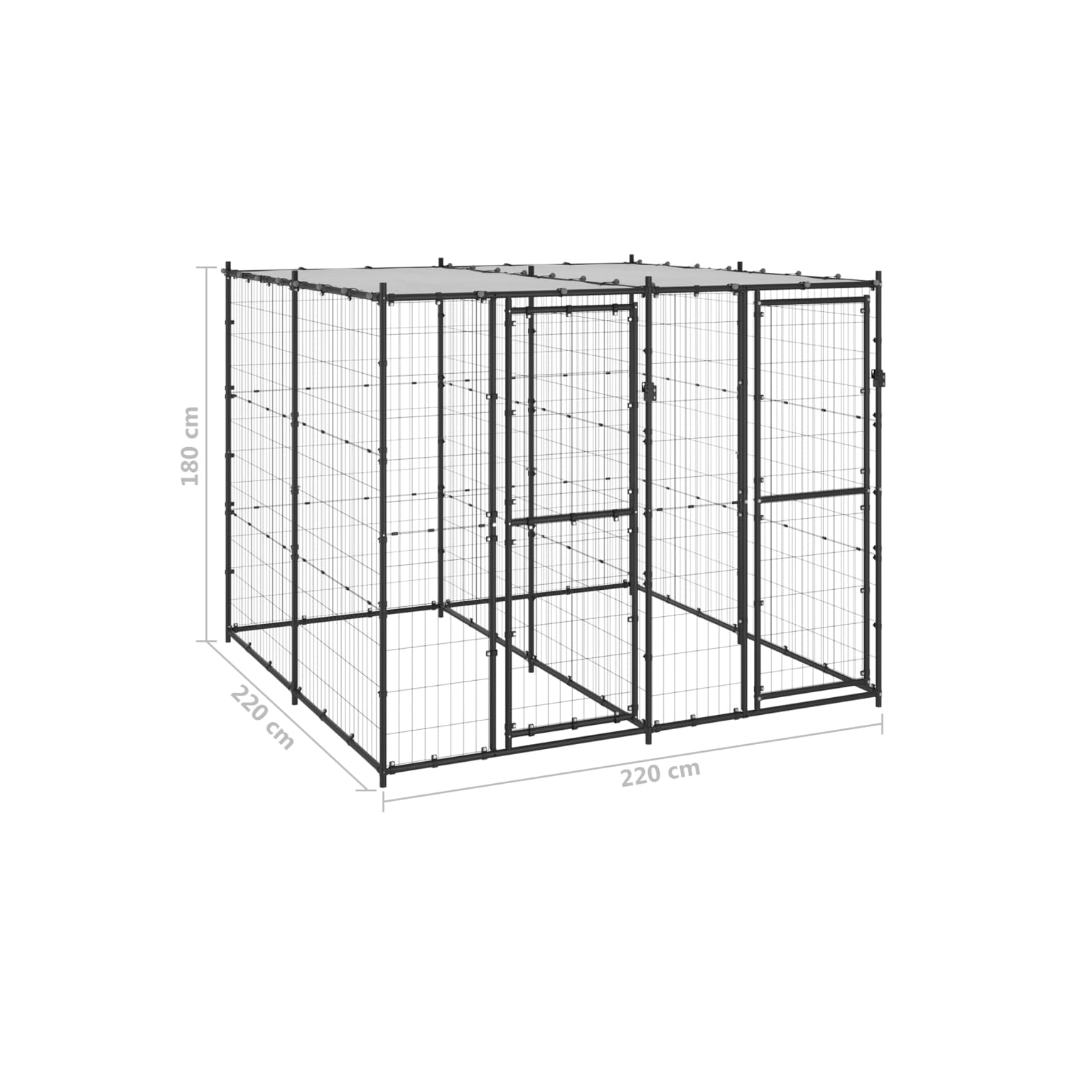 vidaXL Outdoor Dog Kennel Steel with Roof 4.84 m²