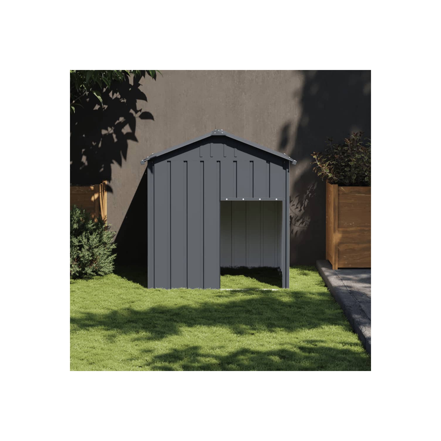 VisdaXL Dog House avec toit Anthracite 117 x 103 x 3 123 cm acier galvanisé