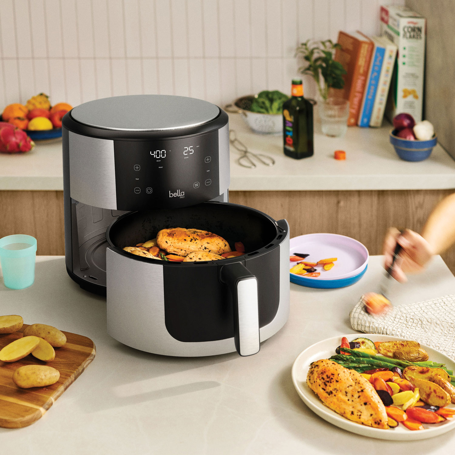 Bella Pro SmartCrisp Digital Air Fyer w/ EverGood Ceramic - 7.6L - Stainless Steel - Only at Best Buy