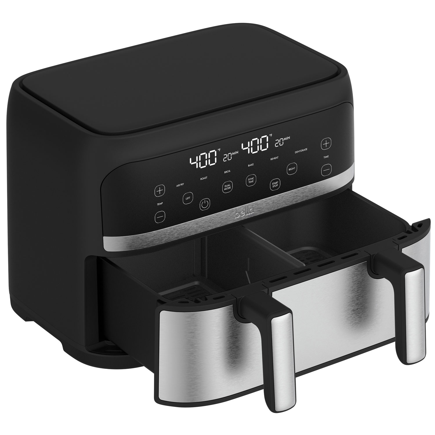 Friteuse à air chaud Pro Mini Trizone Flex de Bella avec céramique EverGood - 3,8 l - Acier inoxydable - Exclusivité de Best Buy