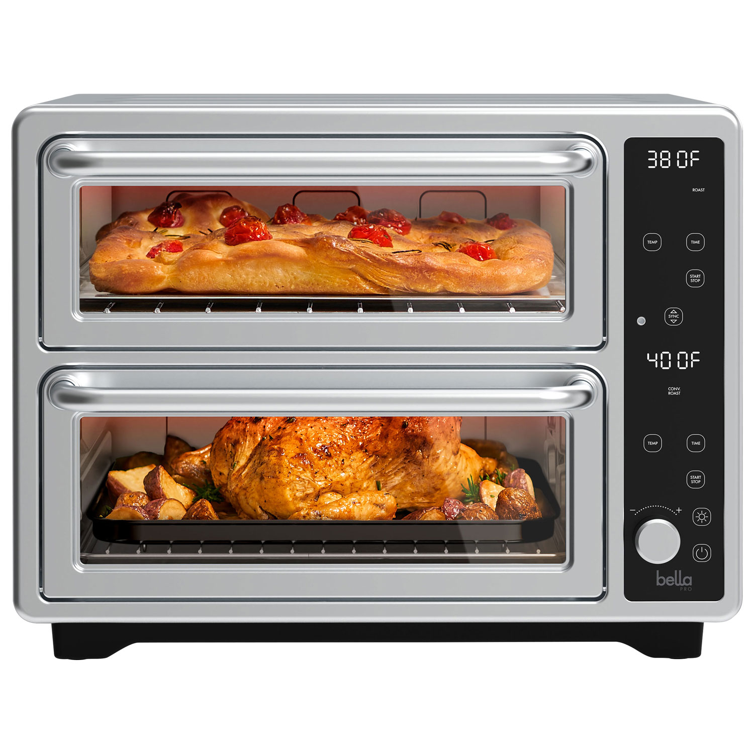 Bella Pro Duo Air Fry Convection Double Oven with Probe - 0.85 Cu.Ft./24L - Stainless Steel - Only at Best Buy