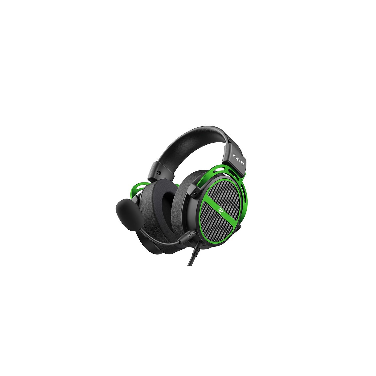 Havit H2030E 3.5mm Gaming headset 50mm drivers, Detachable Microphone, Cross-platform Compatibility_Black+Green