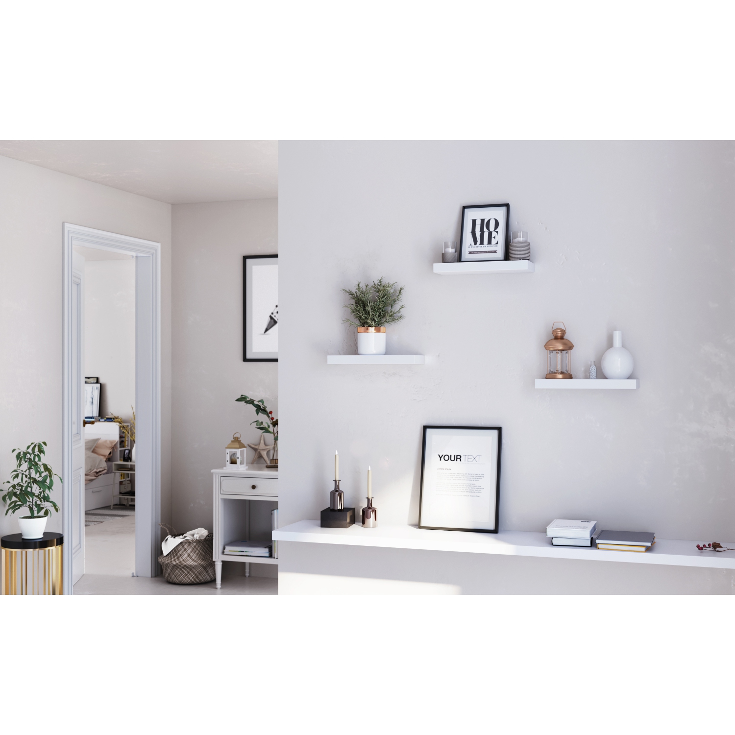 Tablette flottante pour LA MAISON SONGMICS, tablette murale de 15,7 po, avec support en métal pour une installation facile, accessoires d’affichage,