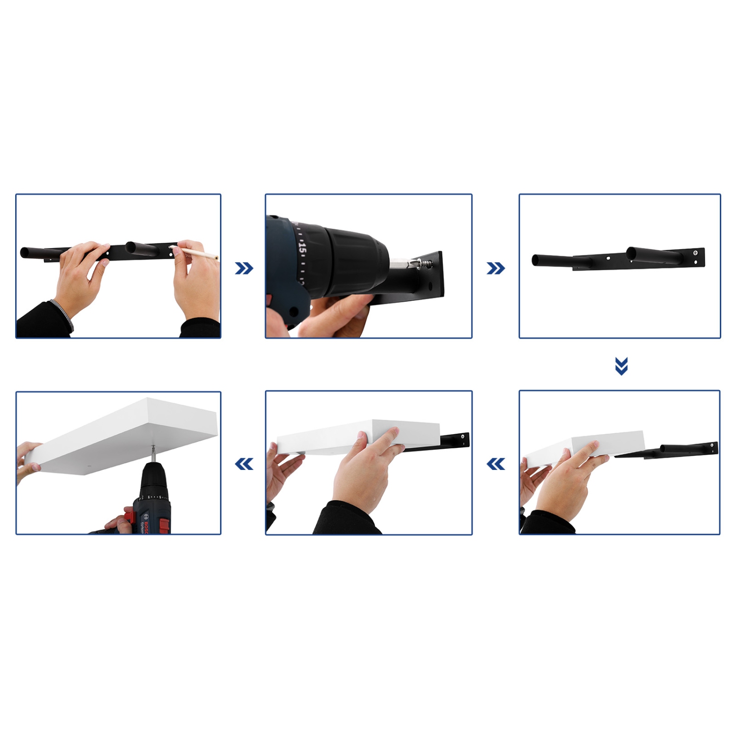 Tablette flottante pour LA MAISON SONGMICS, tablette murale de 15,7 po, avec support en métal pour une installation facile, accessoires d’affichage,