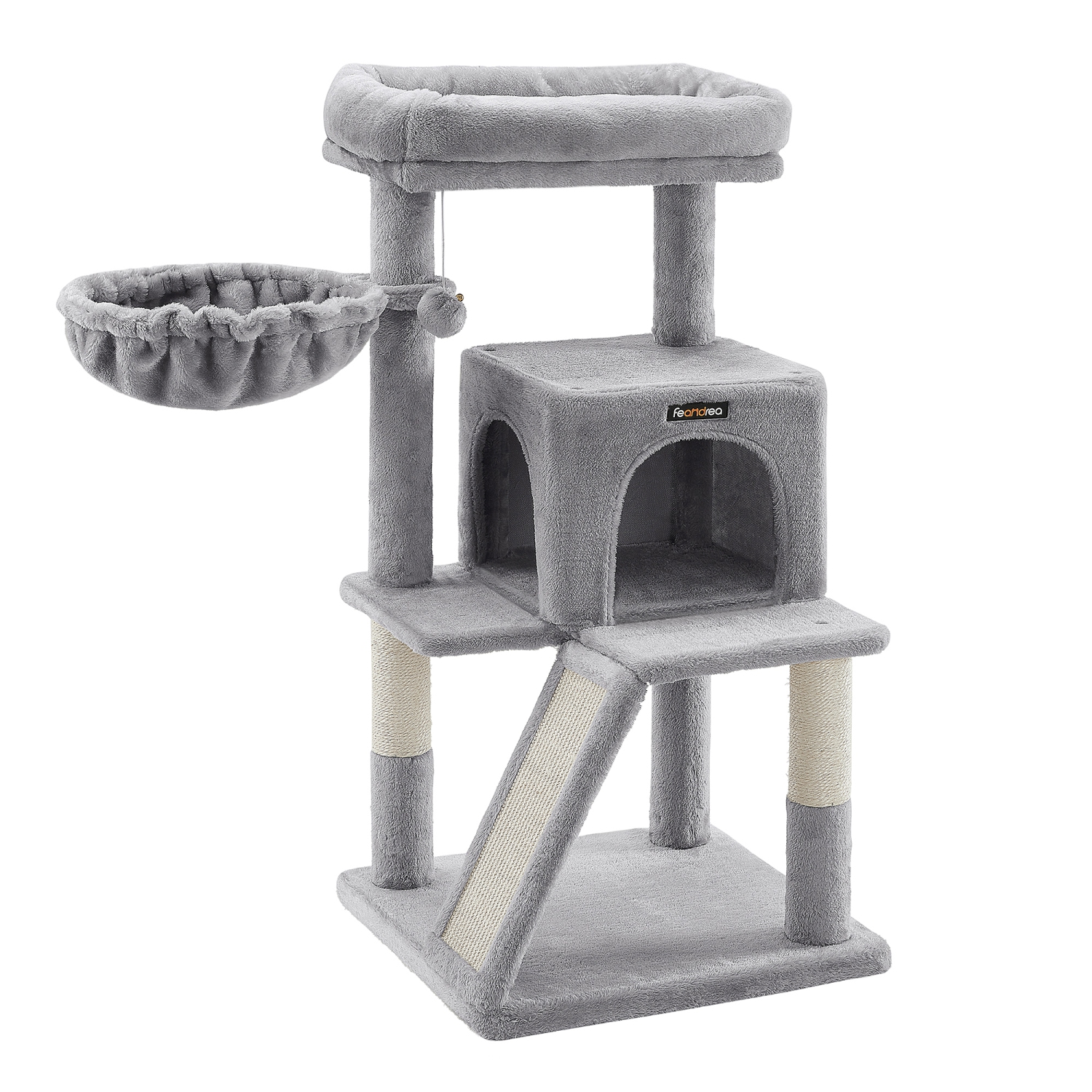 SONGMICS HOME Cat Tree, Small Cat Tower with Widened Perch for Large Cats Indoor, Kittens, 96 cm Multi-Level Cat Condo with Scratching Posts and