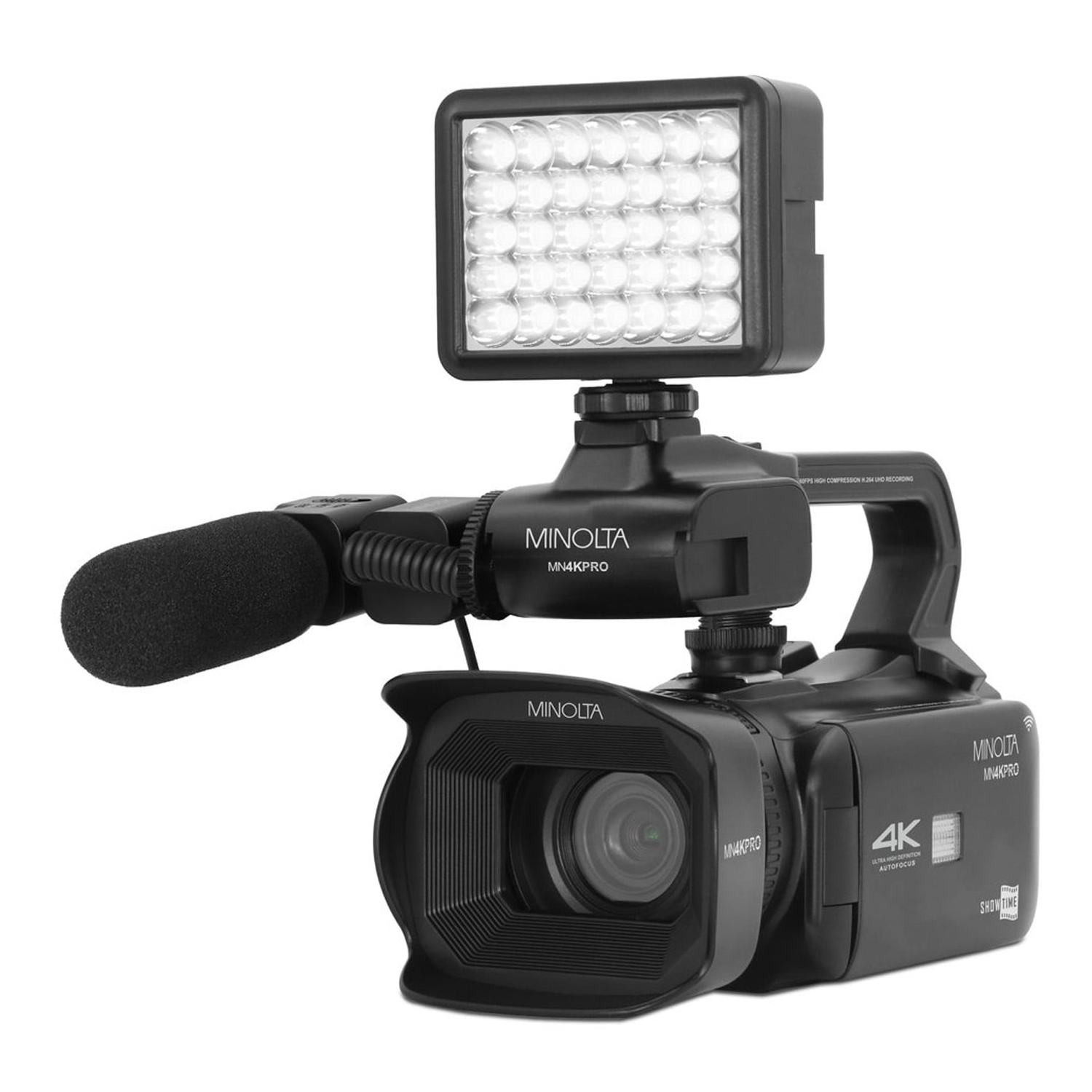Ensemble caméscope Pro 4K60 ips Ultra HD/64&nbsp;Mpx Autofocus MN4KPRO de Minolta avec Wi-Fi