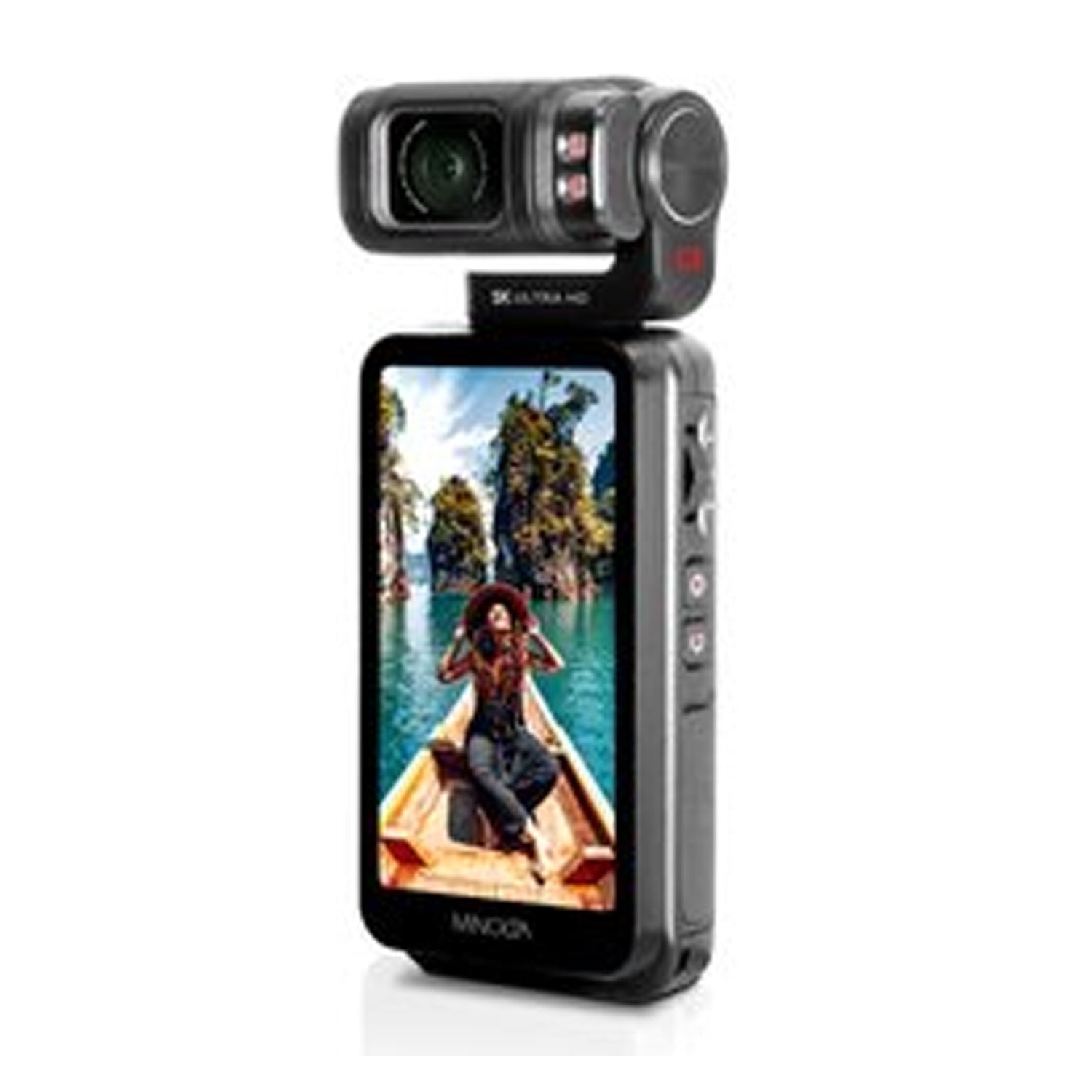 Caméscope de poche à main Ultra HD/20&nbsp;Mpx 5K MN5KGP1 de Minolta avec tête d'objectif inclinable motorisée