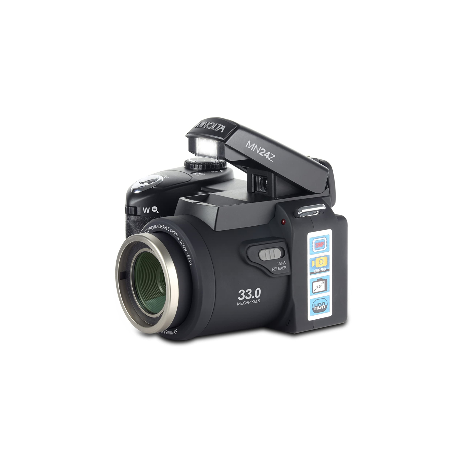Minolta – Appareil photo numérique MN24Z 33&nbsp;Mpx, HD 1080p, objectif interchangeable