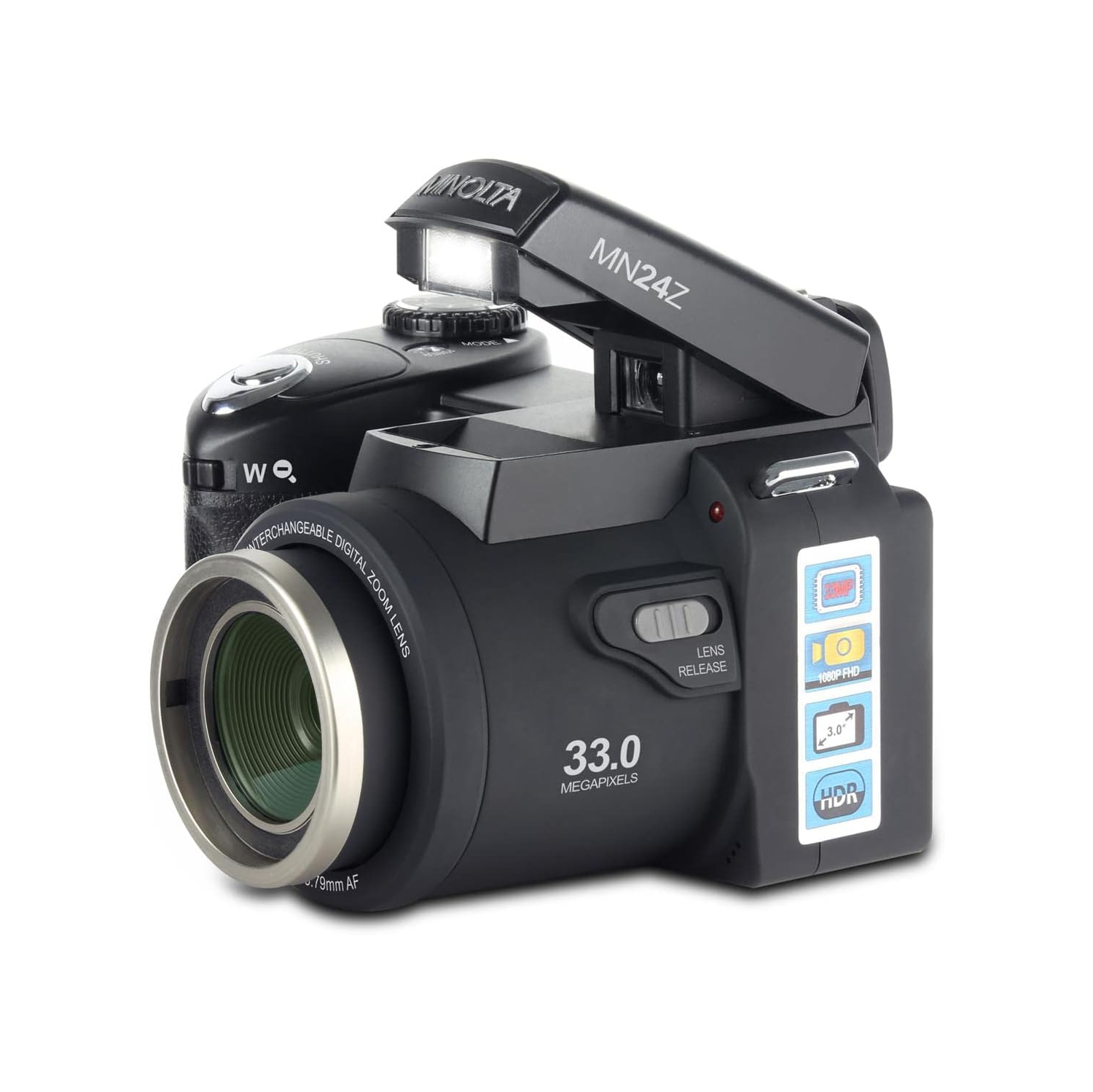 Minolta – Appareil photo numérique MN24Z 33&nbsp;Mpx, HD 1080p, objectif interchangeable