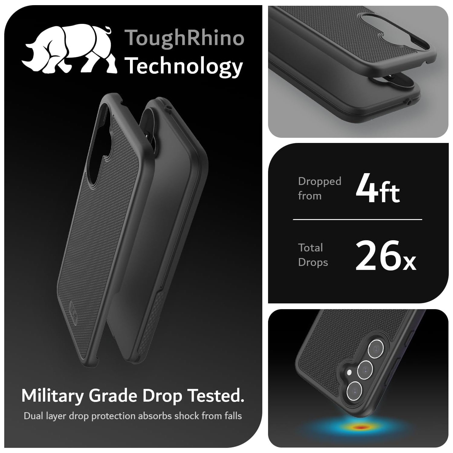 TUDIA MergeGrip Samsung Galaxy S23 FE Case Military Grade - Matte Black