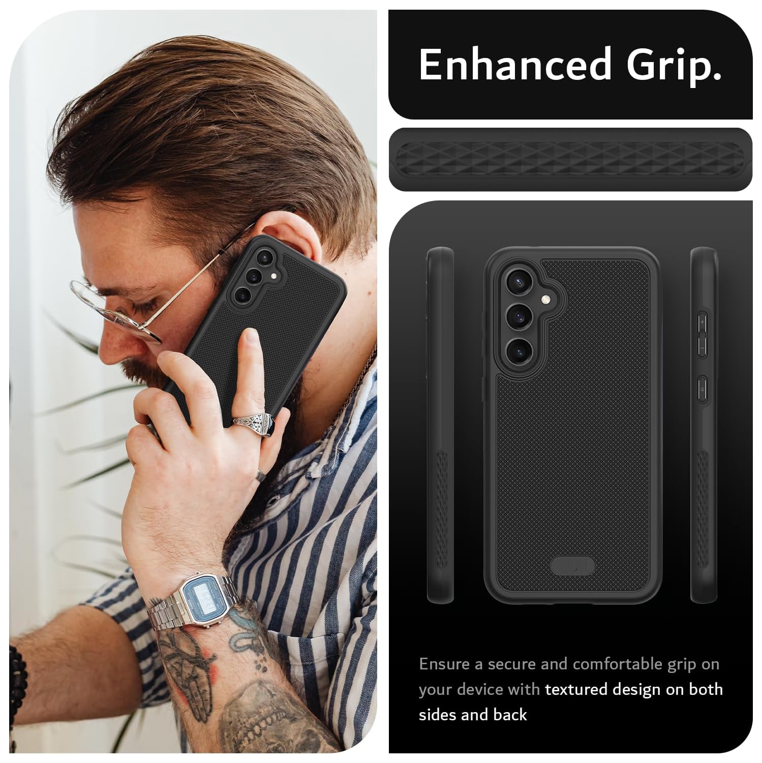 TUDIA MergeGrip Samsung Galaxy S23 FE Case Military Grade - Matte Black