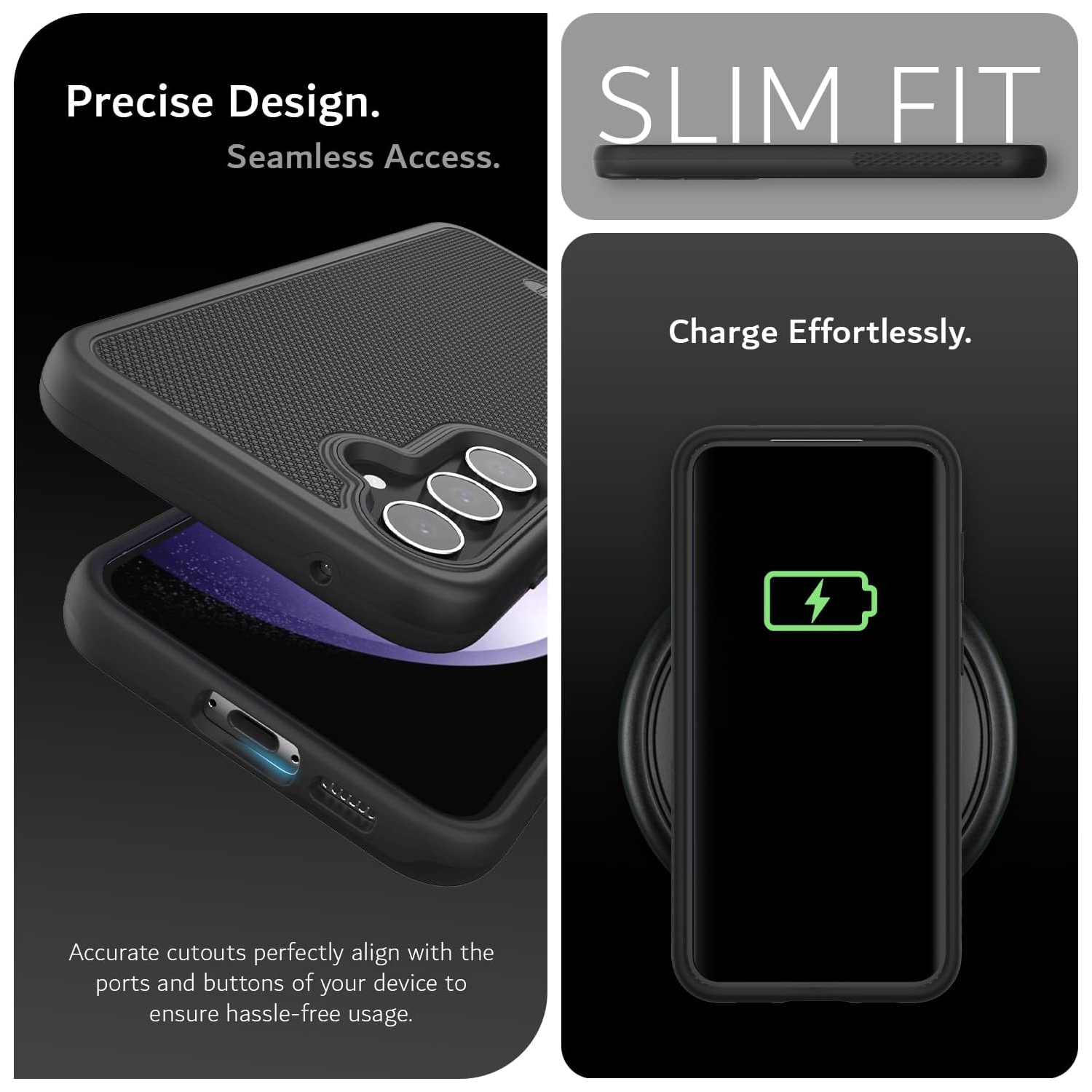 TUDIA MergeGrip Samsung Galaxy S23 FE Case Military Grade - Matte Black