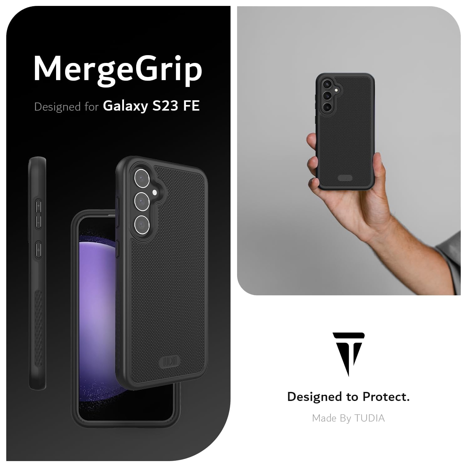 TUDIA MergeGrip Samsung Galaxy S23 FE Case Military Grade - Matte Black