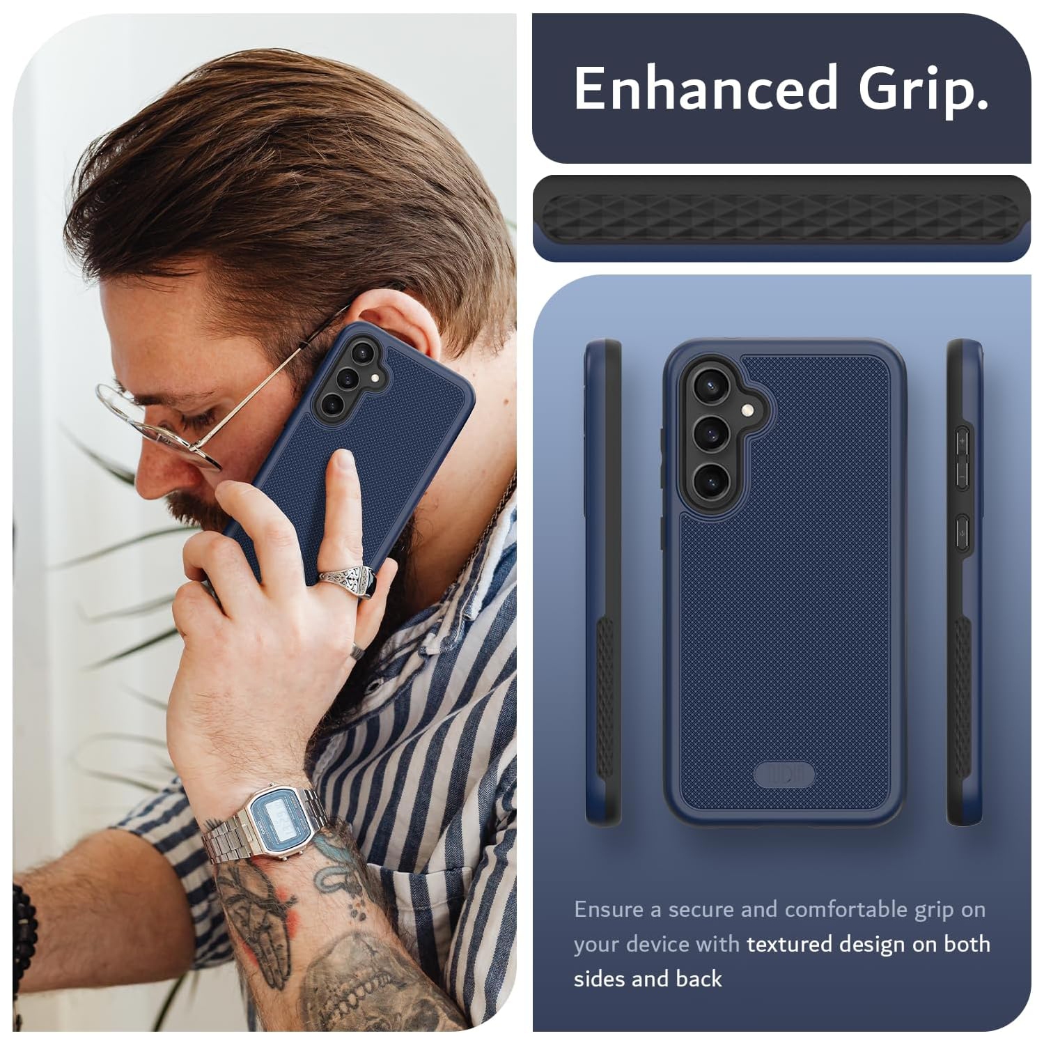 TUDIA MergeGrip Samsung Galaxy S23 FE Case Military Grade - Indigo Blue