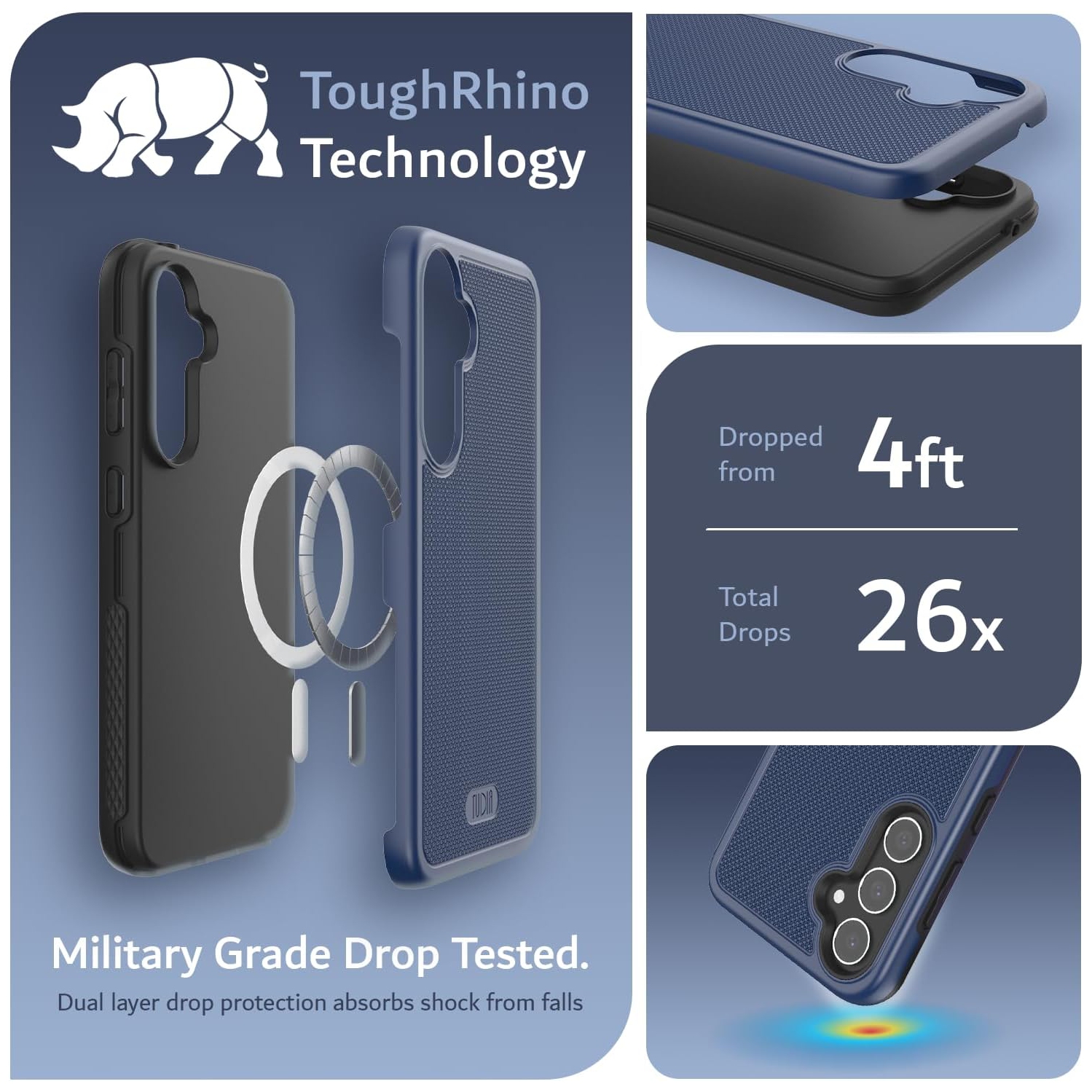 TUDIA MergeGrip Samsung Galaxy S23 FE Case Magsafe Compatible - Indigo Blue