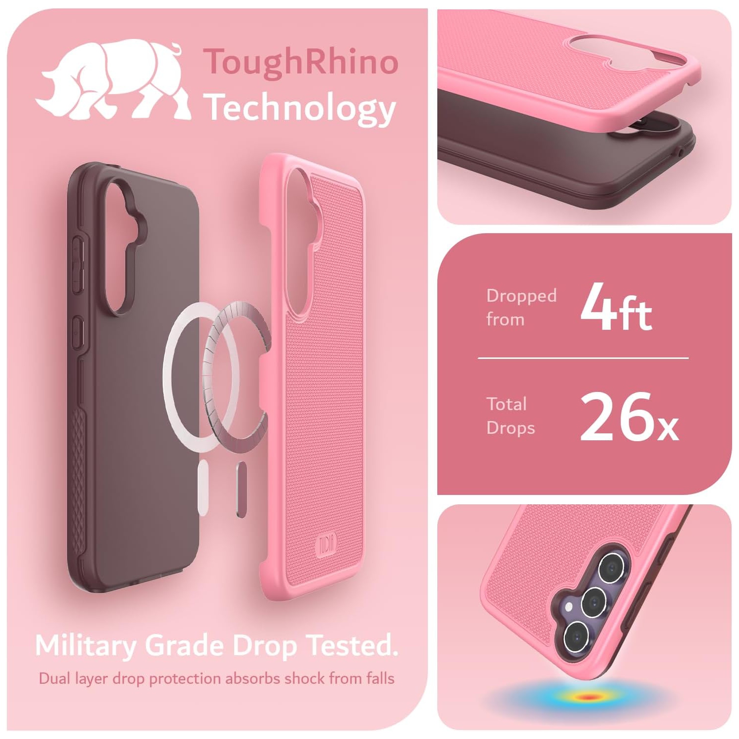 TUDIA MergeGrip Samsung Galaxy S23 FE Case Magsafe Compatible - Smokey Pink