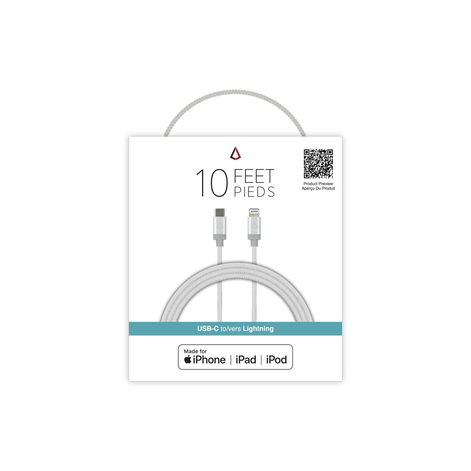 LBT 10 ft White USB-C to Lightning Premium Braided Cable