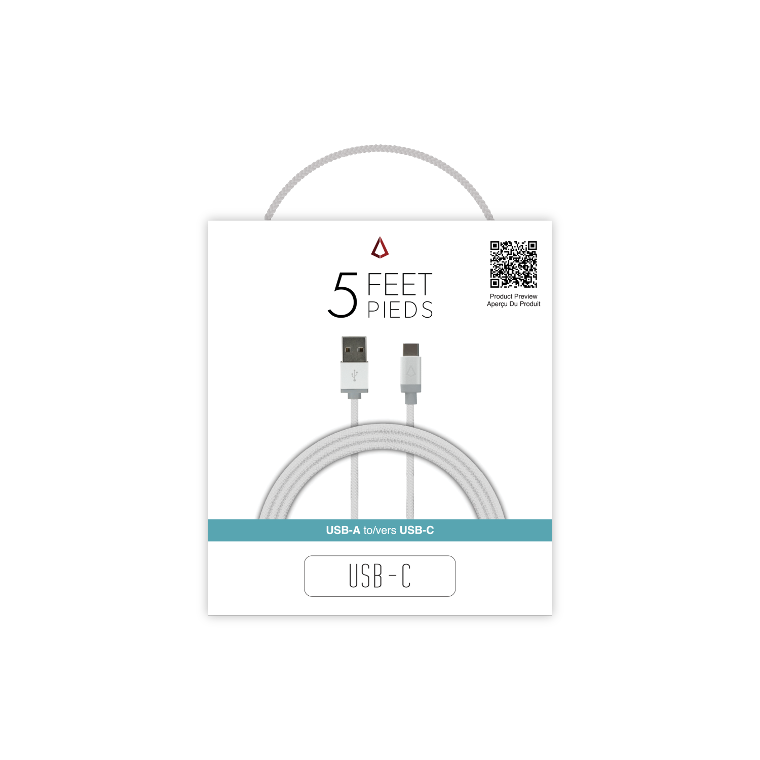 LBT 5 ft White USB-A to C Premium Braided Cable
