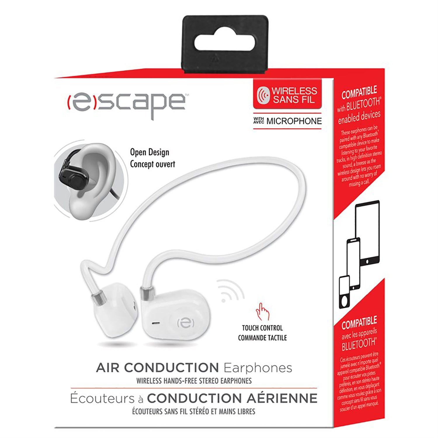 Escape - Wireless Air Conduction Stereo Headphones, Touch Control, White