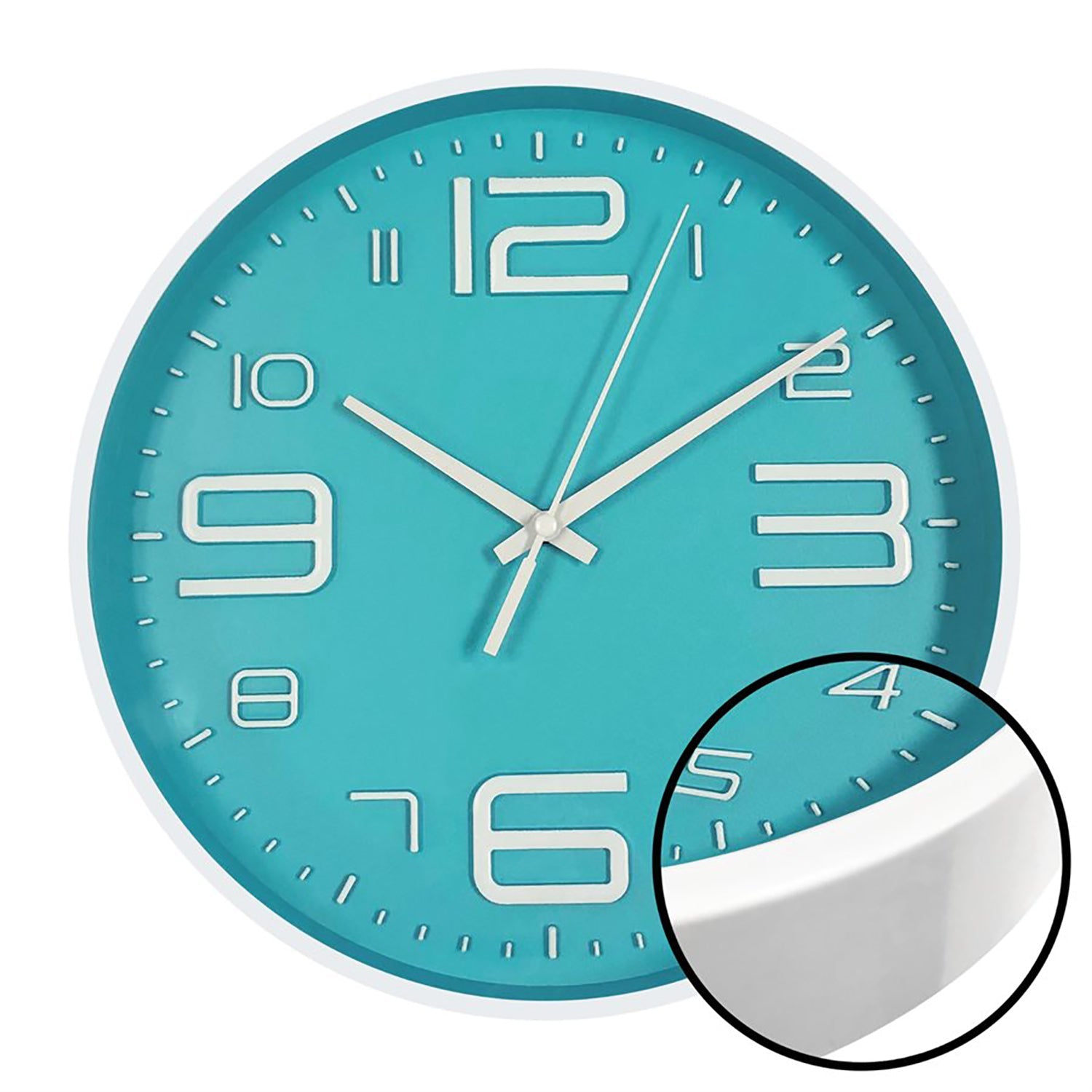 Hauz - Horloge murale ronde, 10 po de diamètre, quartz de précision, bleu