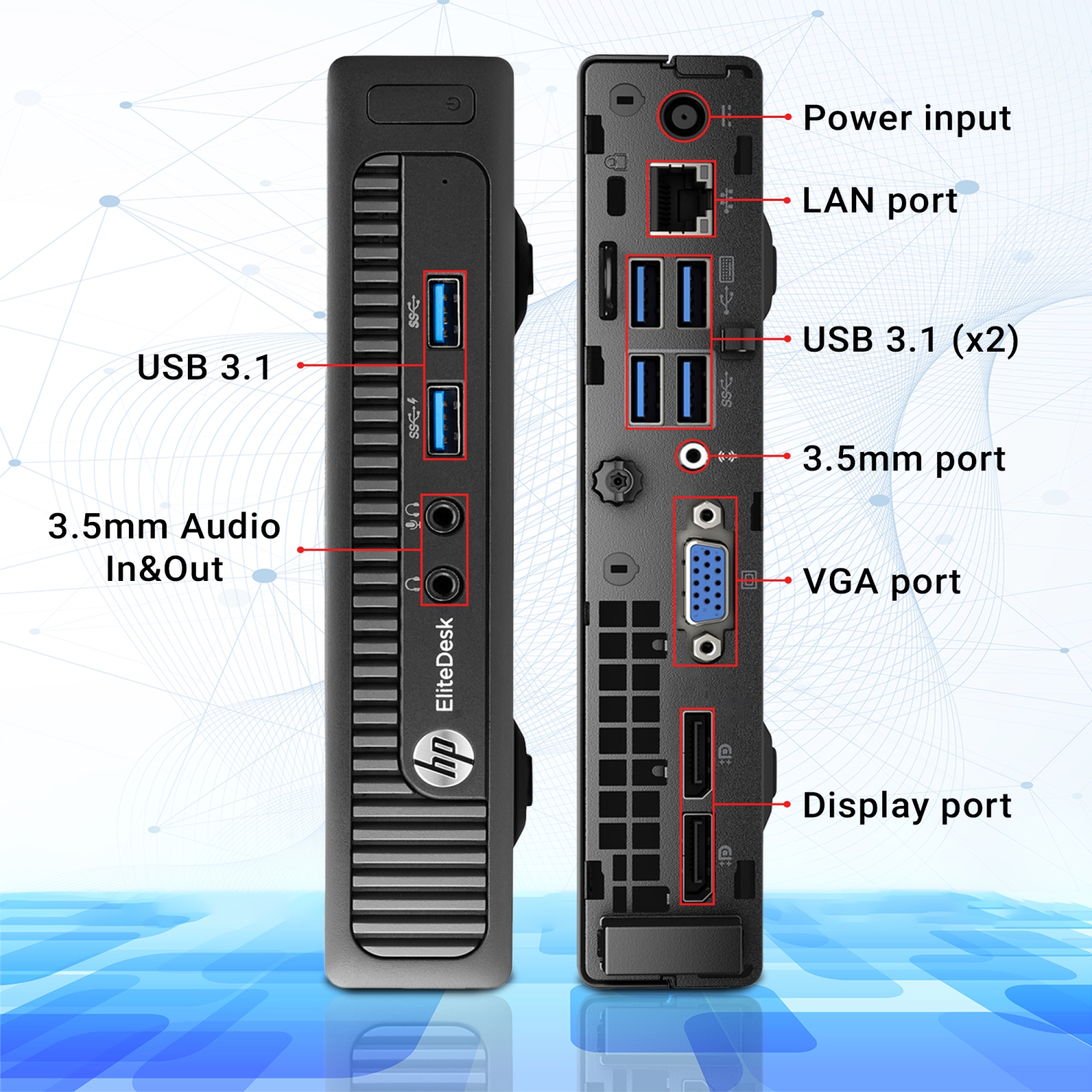 Refurbished - Business Desktop Tiny PC HP EliteDesk 800 G1 Mini Windows 10 Pro Computer, Intel Core i5 4th Gen, 8GB RAM, 512GB SSD, Wireless keyboard
