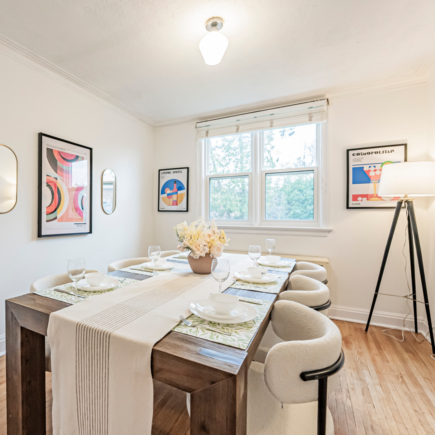 LivinVeluris Boulce Dining Chairs Set of 4 with Black Metal Legs - Cream White