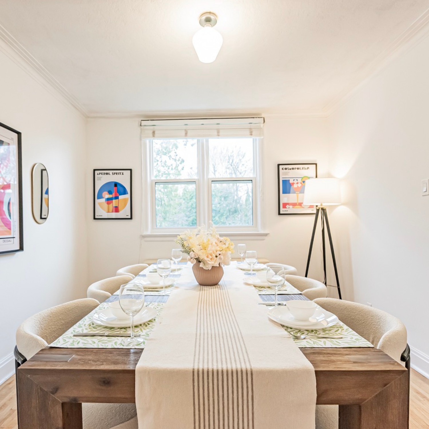 LivinVeluris Boulce Dining Chairs Set of 4 with Black Metal Legs - Cream White