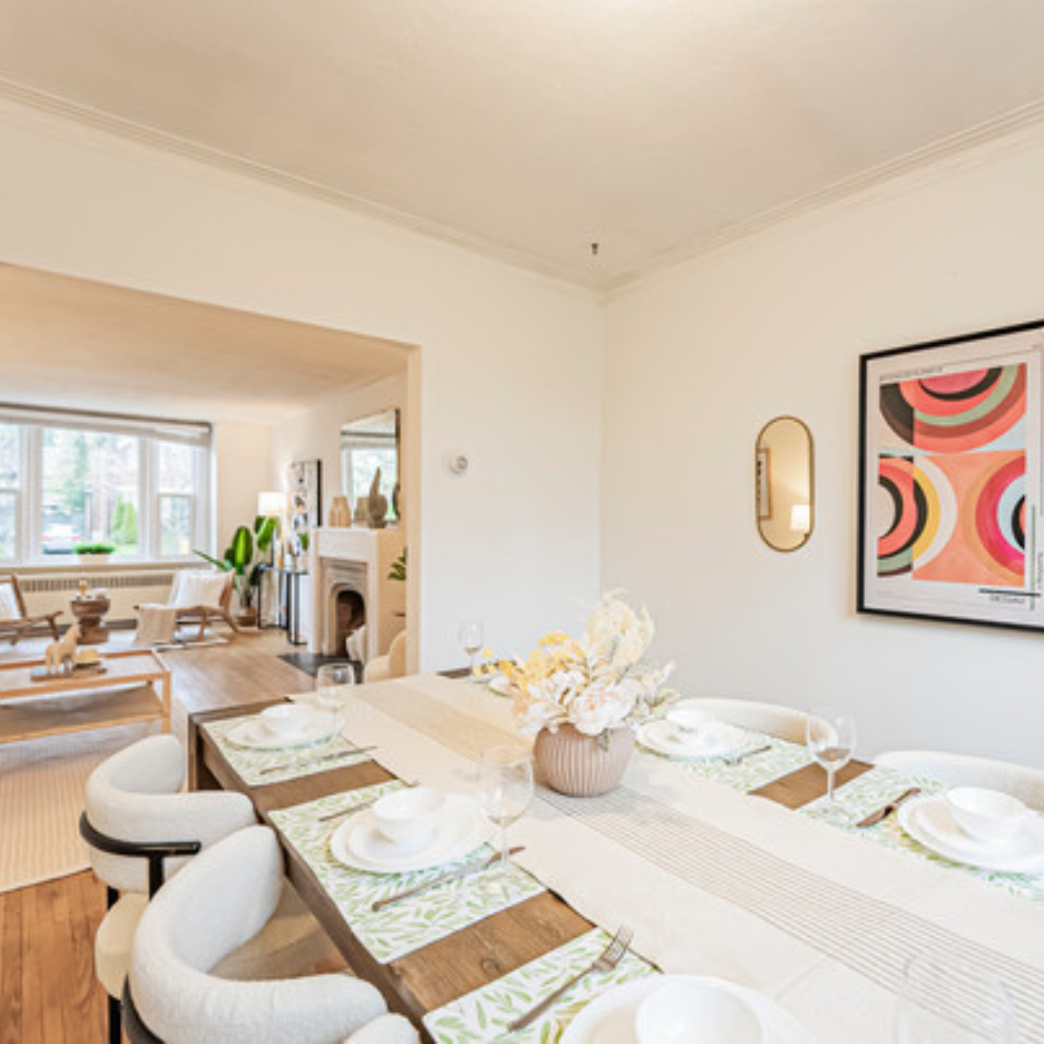 LivinVeluris Boulce Dining Chairs Set of 4 with Black Metal Legs - Cream White