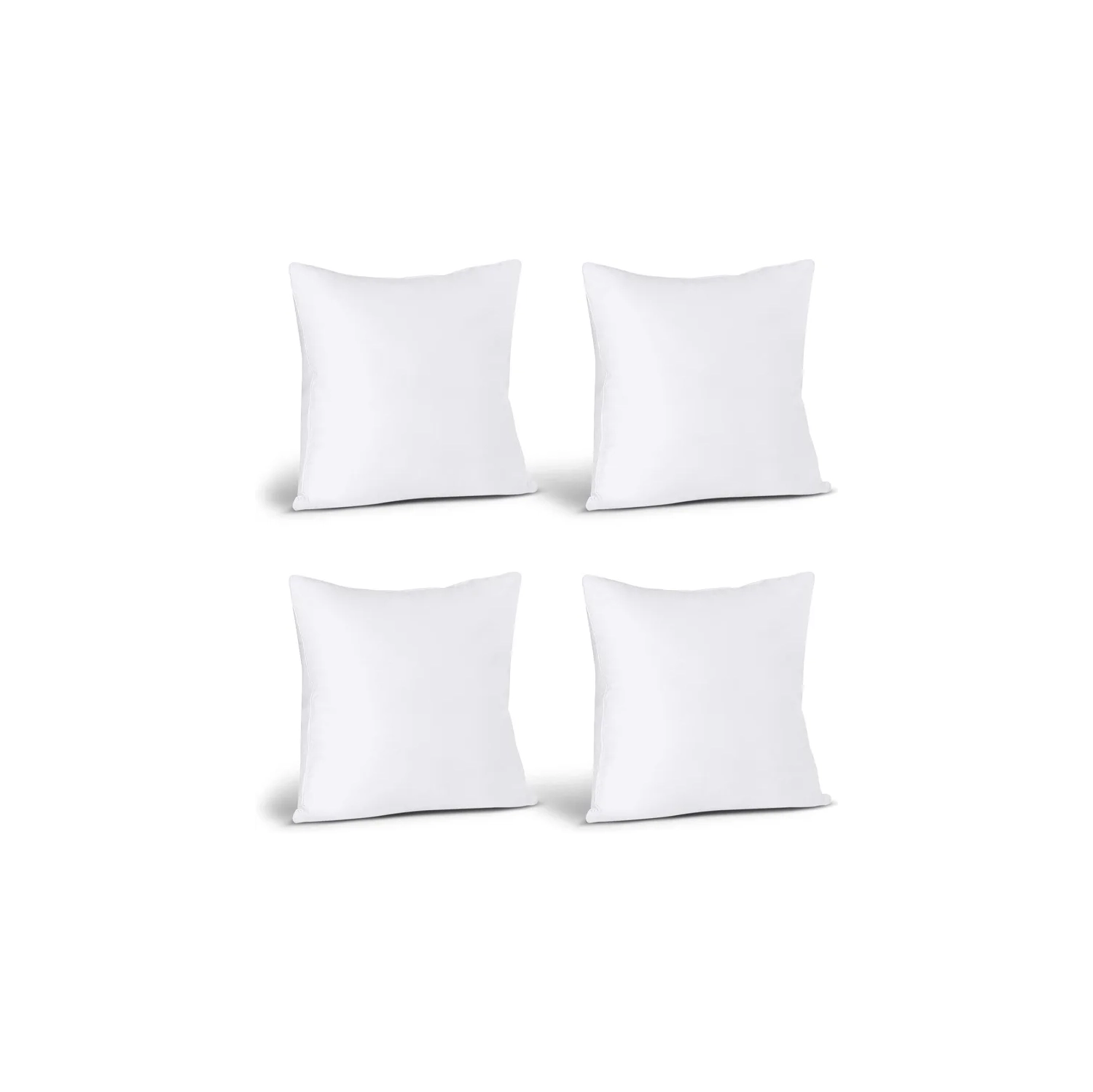 Enhance Your Décor: Bedding Throw Pillow Insert Set - White, 18x18 Inches - Ideal for Sofa, Bed, and Couch - Set of 4 Decorative Stuffer Pillows