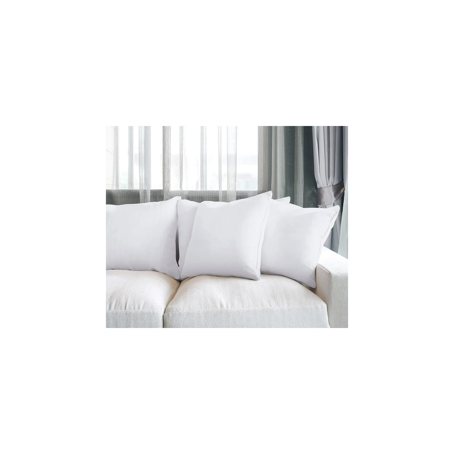 Enhance Your Décor: Bedding Throw Pillow Insert Set - White, 18x18 Inches - Ideal for Sofa, Bed, and Couch - Set of 4 Decorative Stuffer Pillows