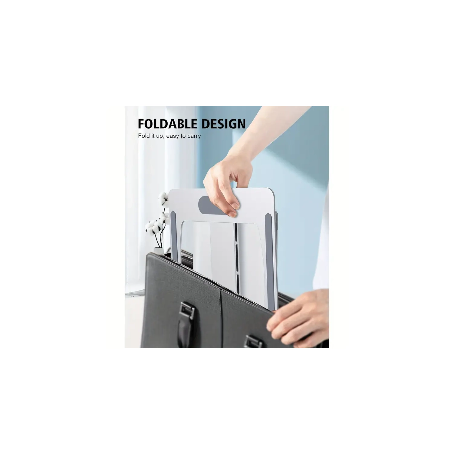 Ergonomic Adjustable Laptop Stand with Heat-Vent - Foldable Aluminium Alloy Laptop Riser for MacBook Air, Pro, Dell XPS, Samsung - Compatible with