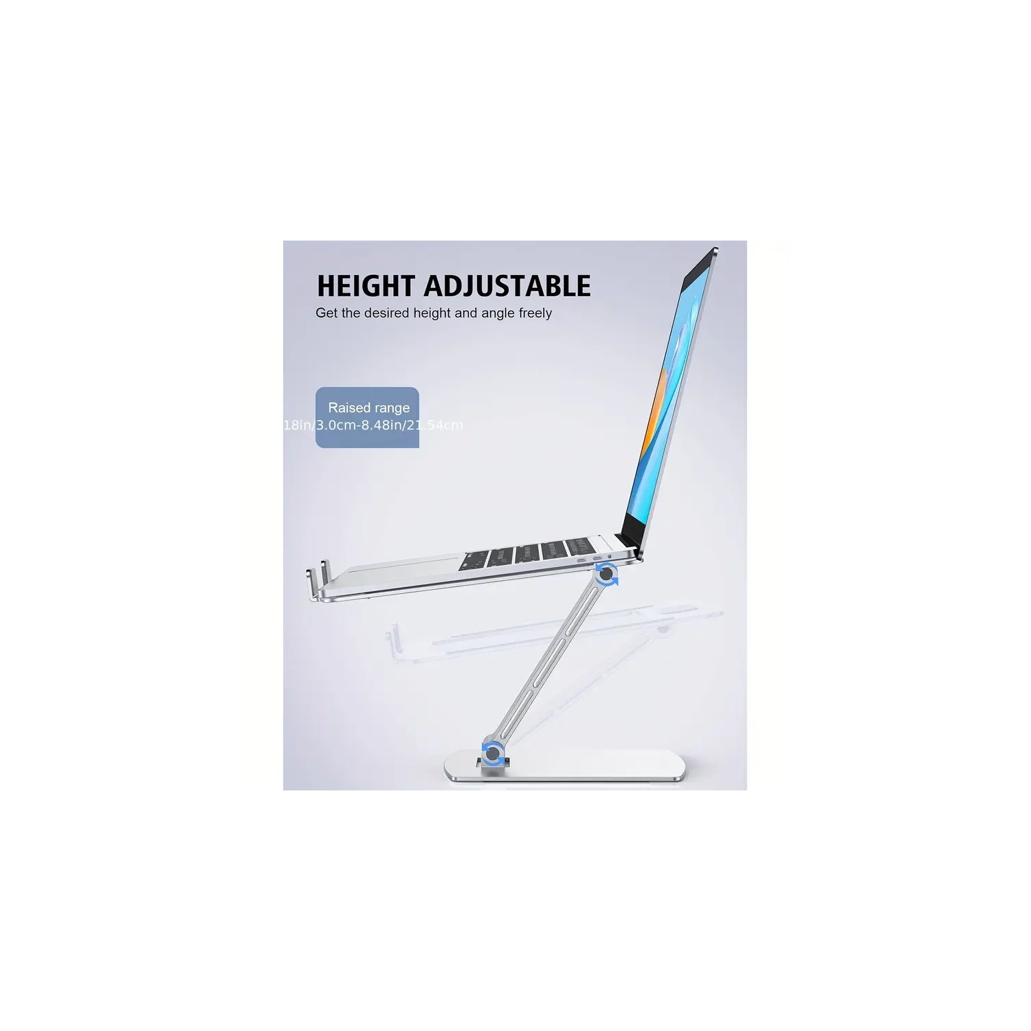 Ergonomic Adjustable Laptop Stand with Heat-Vent - Foldable Aluminium Alloy Laptop Riser for MacBook Air, Pro, Dell XPS, Samsung - Compatible with