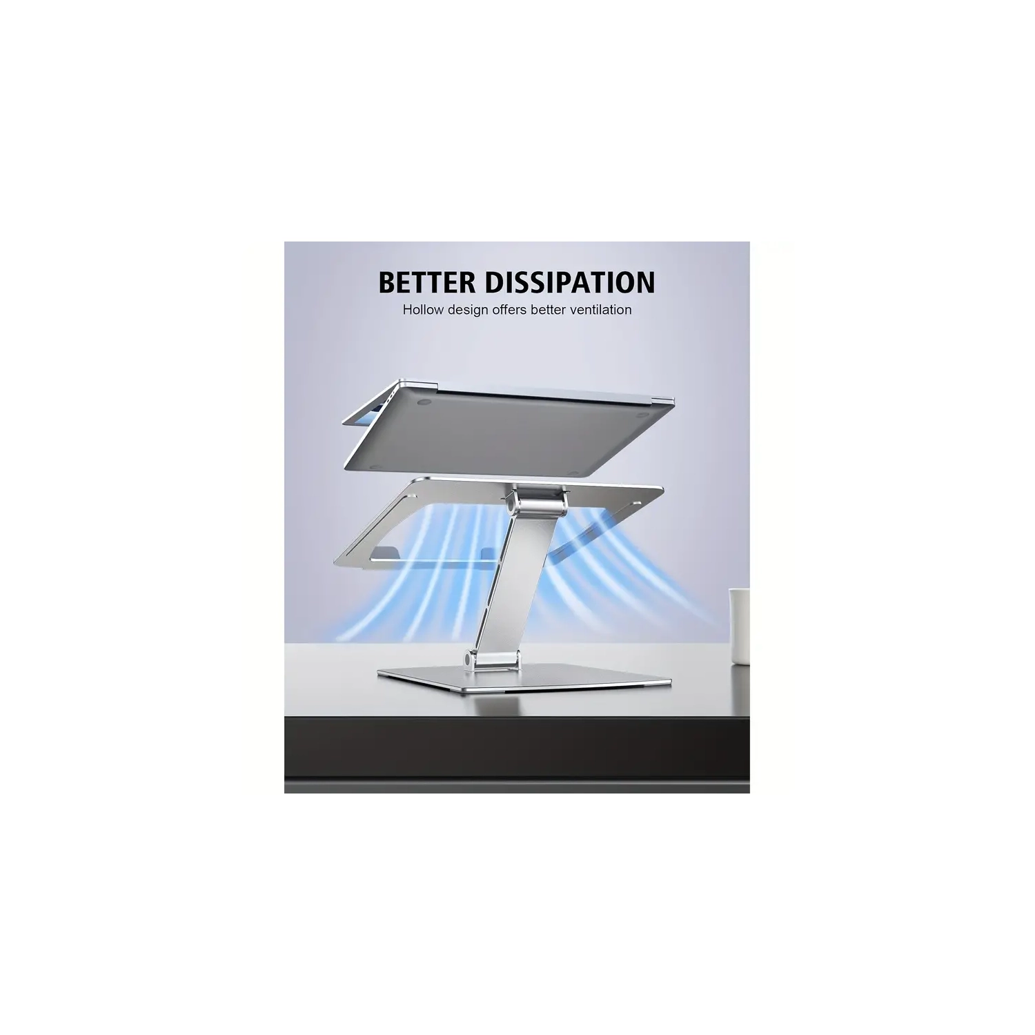 Ergonomic Adjustable Laptop Stand with Heat-Vent - Foldable Aluminium Alloy Laptop Riser for MacBook Air, Pro, Dell XPS, Samsung - Compatible with