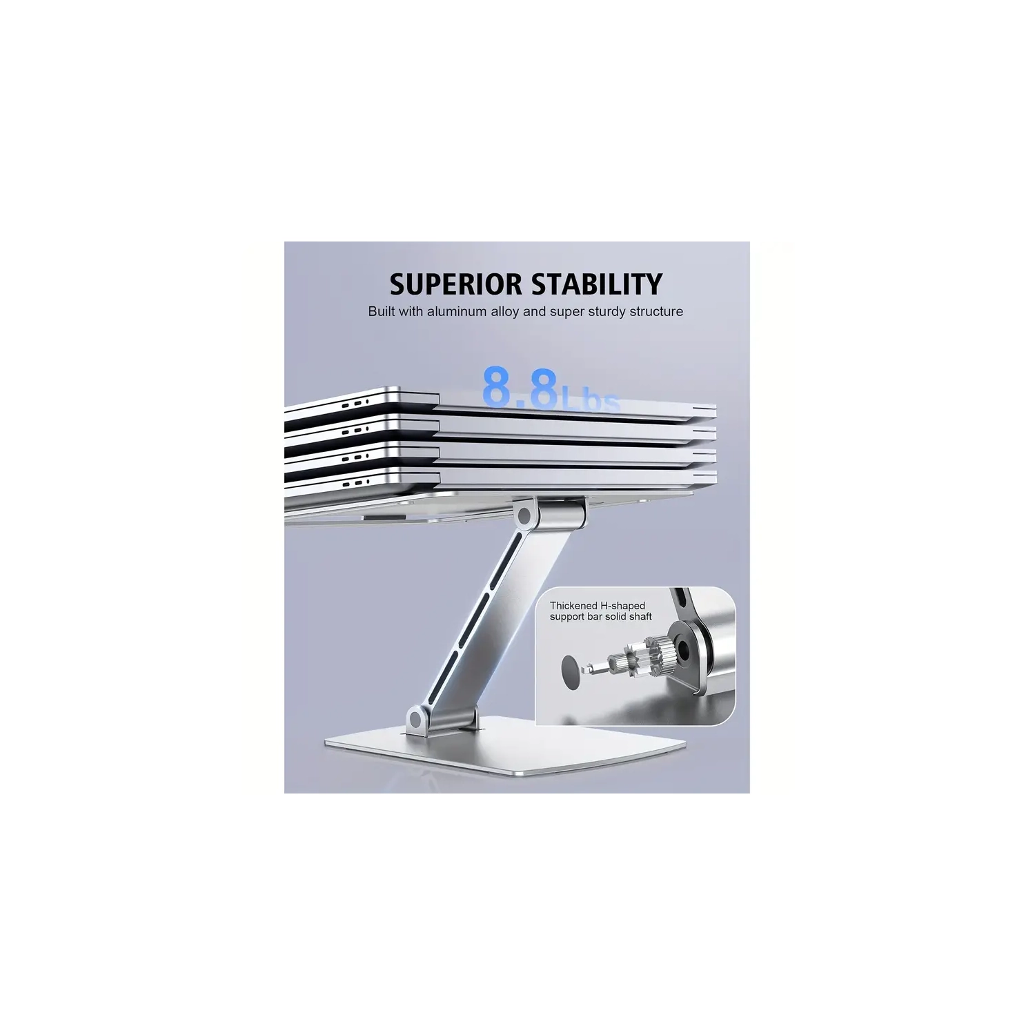 Ergonomic Adjustable Laptop Stand with Heat-Vent - Foldable Aluminium Alloy Laptop Riser for MacBook Air, Pro, Dell XPS, Samsung - Compatible with