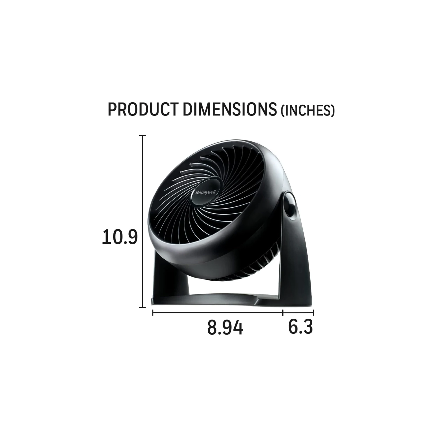 Honeywell HT900C 7" TurboForce® POWER+ Desk/Table Fan - Air Circulator for Small Bedroom - Portable, Wall Mountable - Energy Saving, 3 Speeds, Black