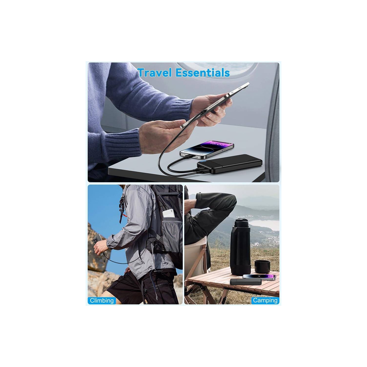 10000mAh Portable Charger Power Bank USB C 3 Output, Portable Battery Bank External Battery Pack Power Bank for Samsung S22/21, iPhone